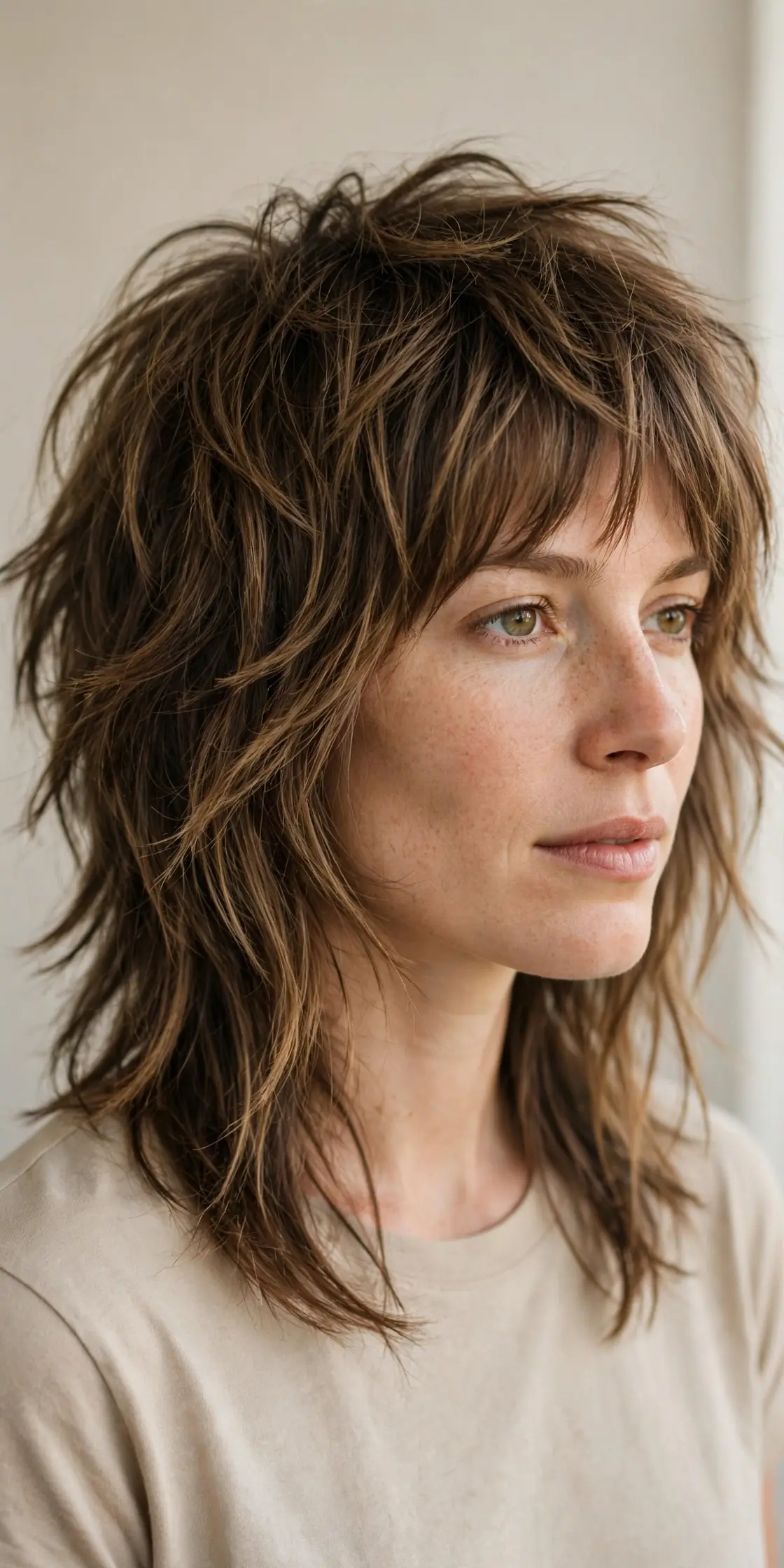 Wolf-Cut Inspired Choppy Shag for Medium Lengths