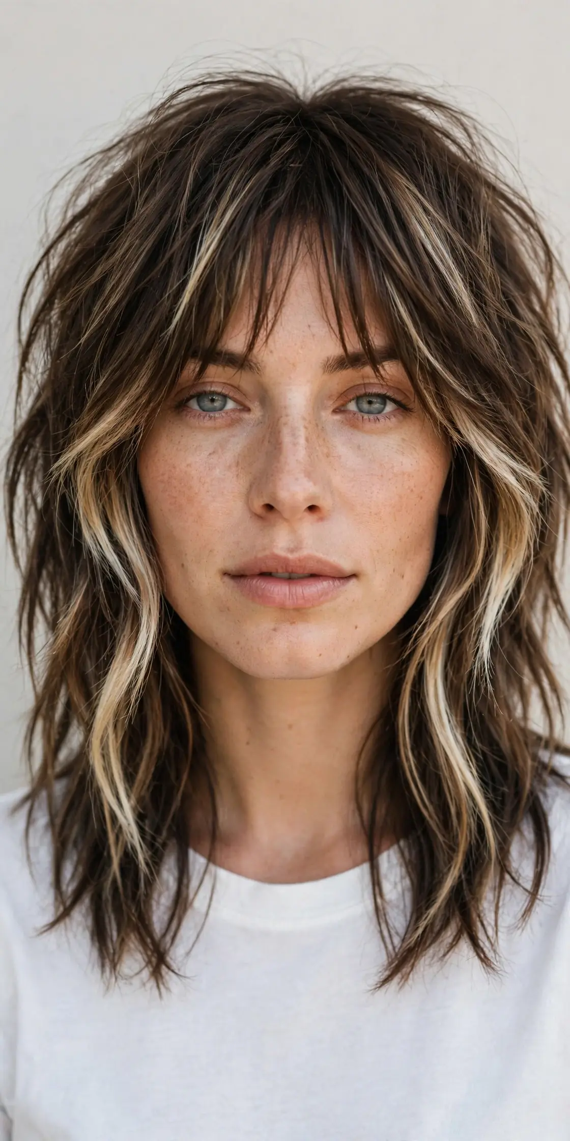 Choppy Shag With Chunky Highlights for Medium Lengths
