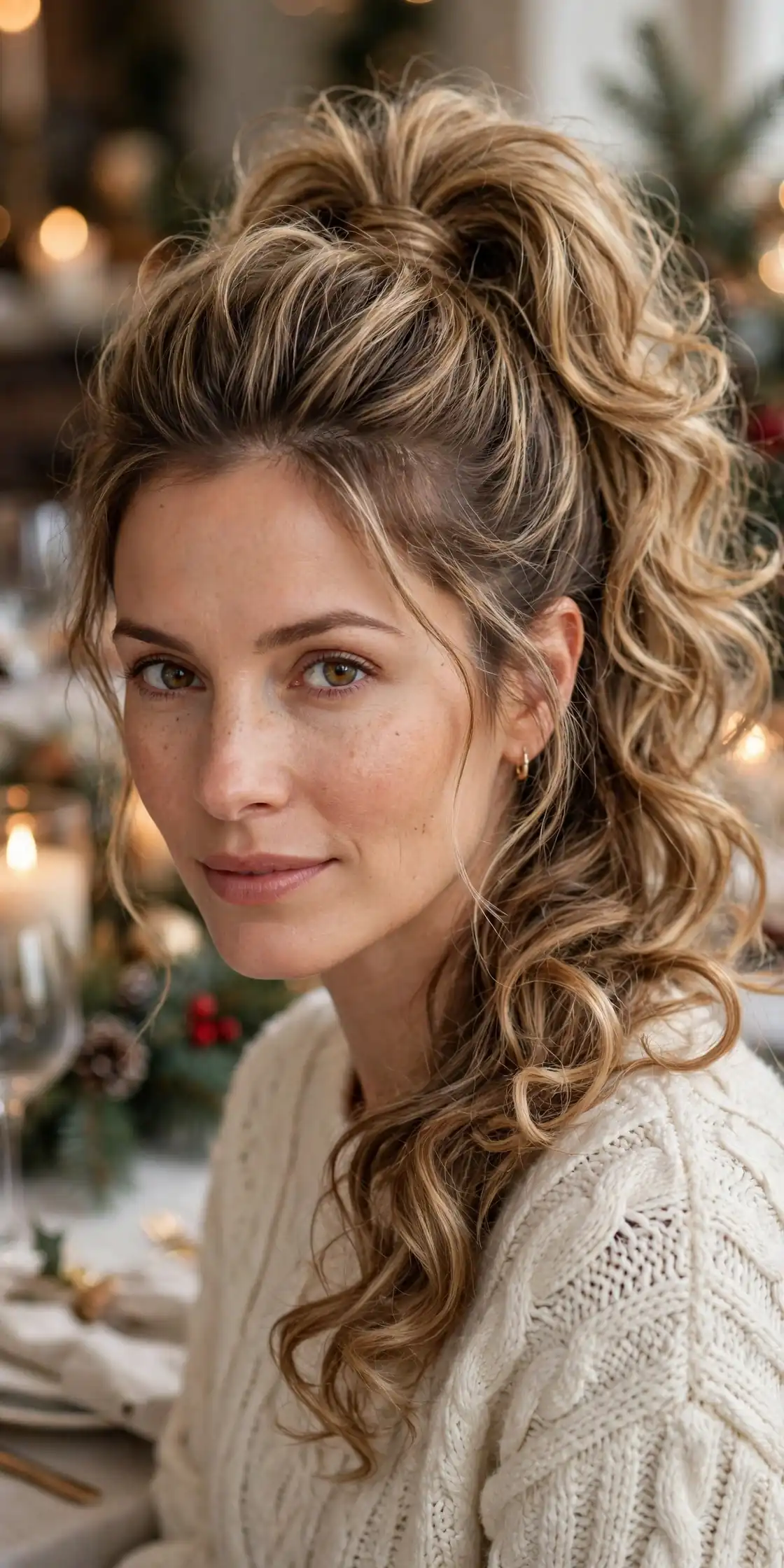 High Textured Ponytail with Holiday Shine