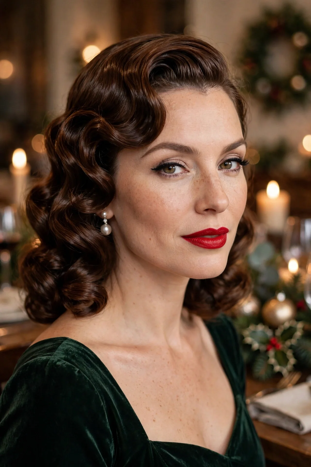Vintage Glam Curls for Christmas Dinner