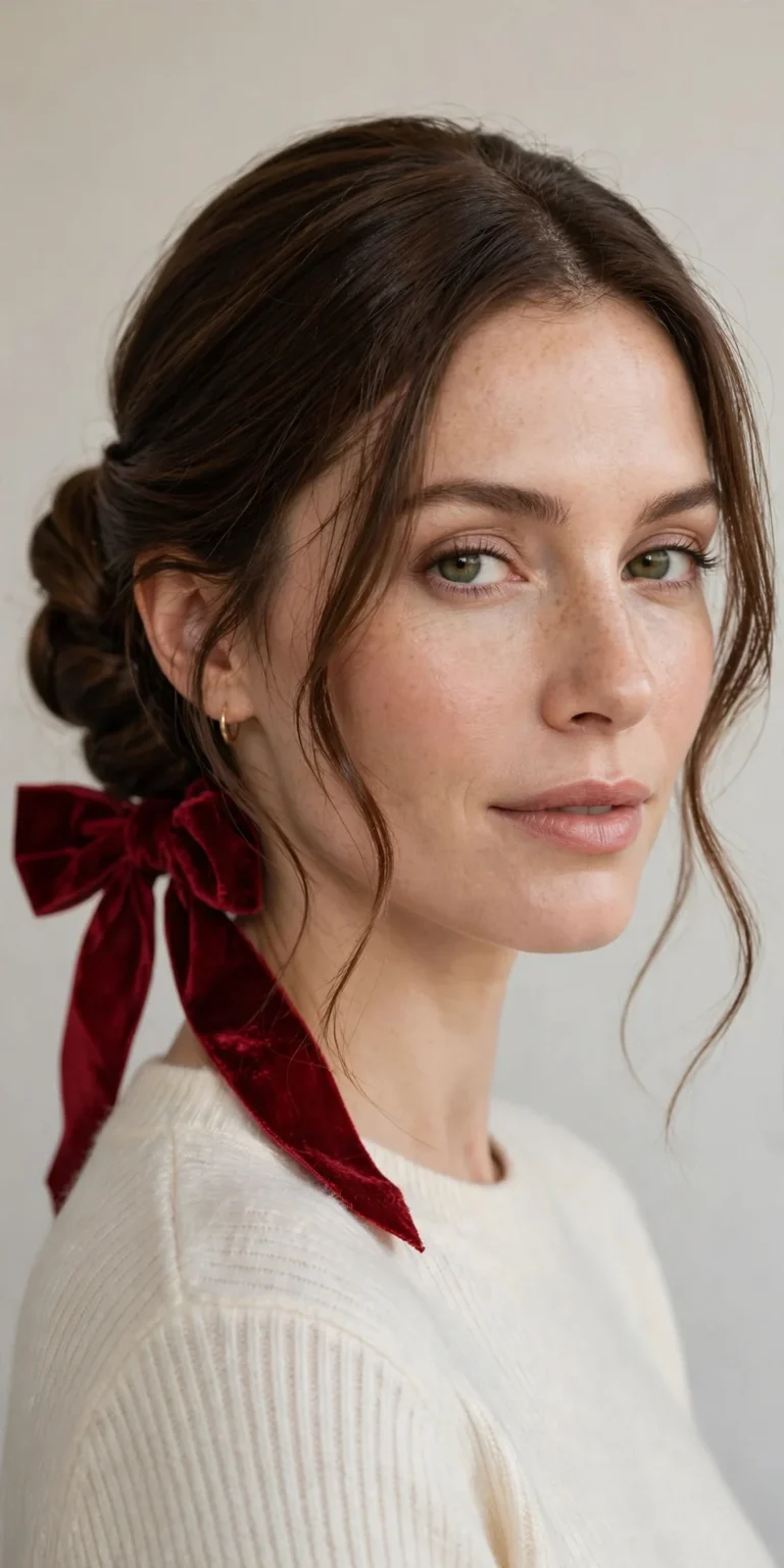 Velvet Ribbon Updo for Christmas Parties