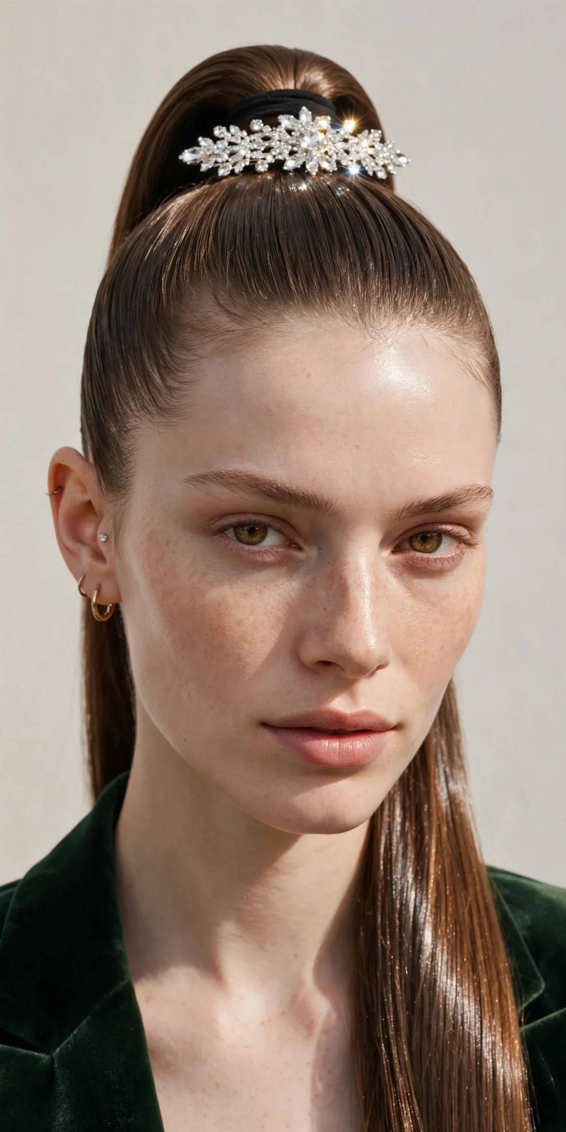 Sleek Jewel-Clip Ponytail for Party Night