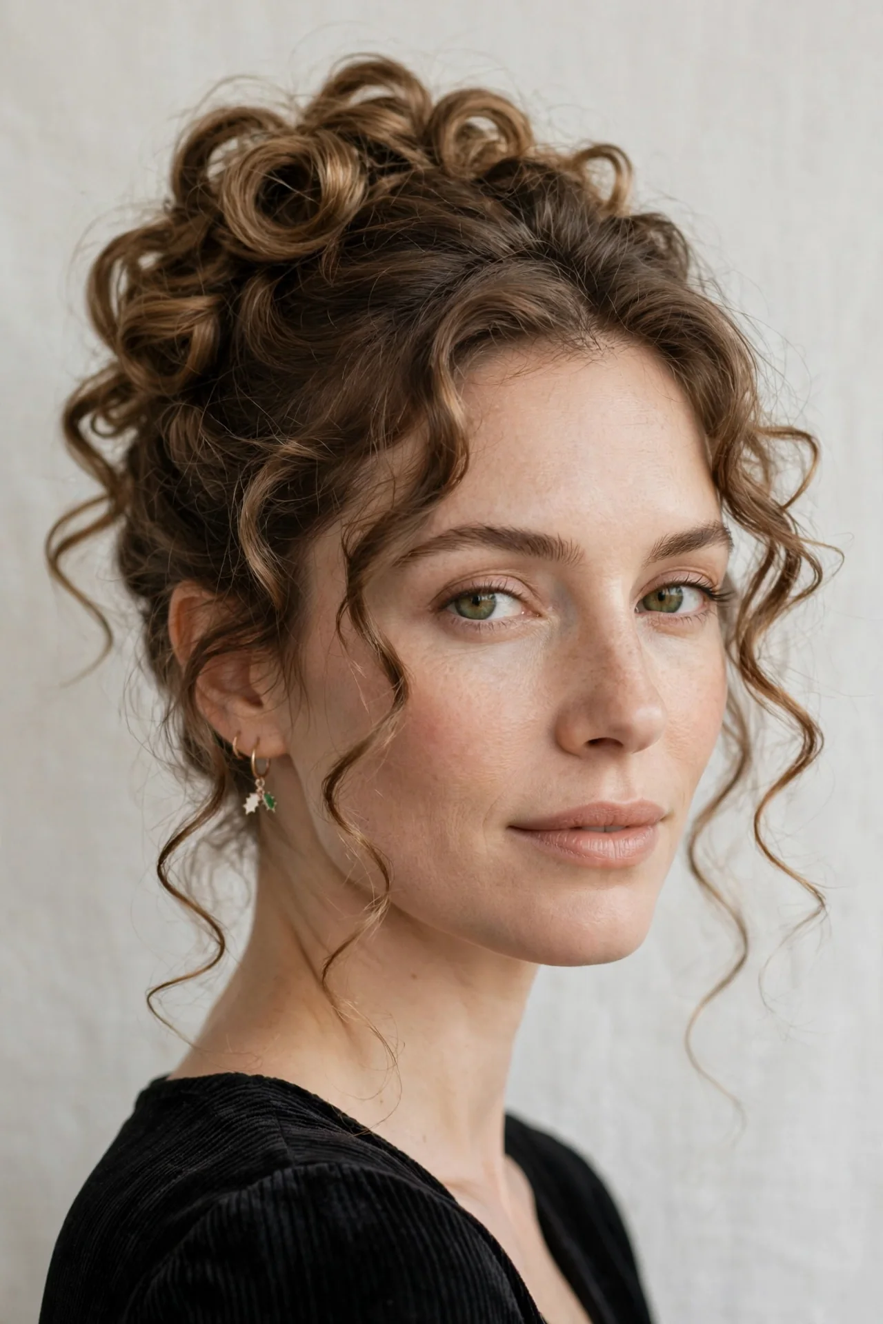 Romantic Curly Updo for Christmas Parties