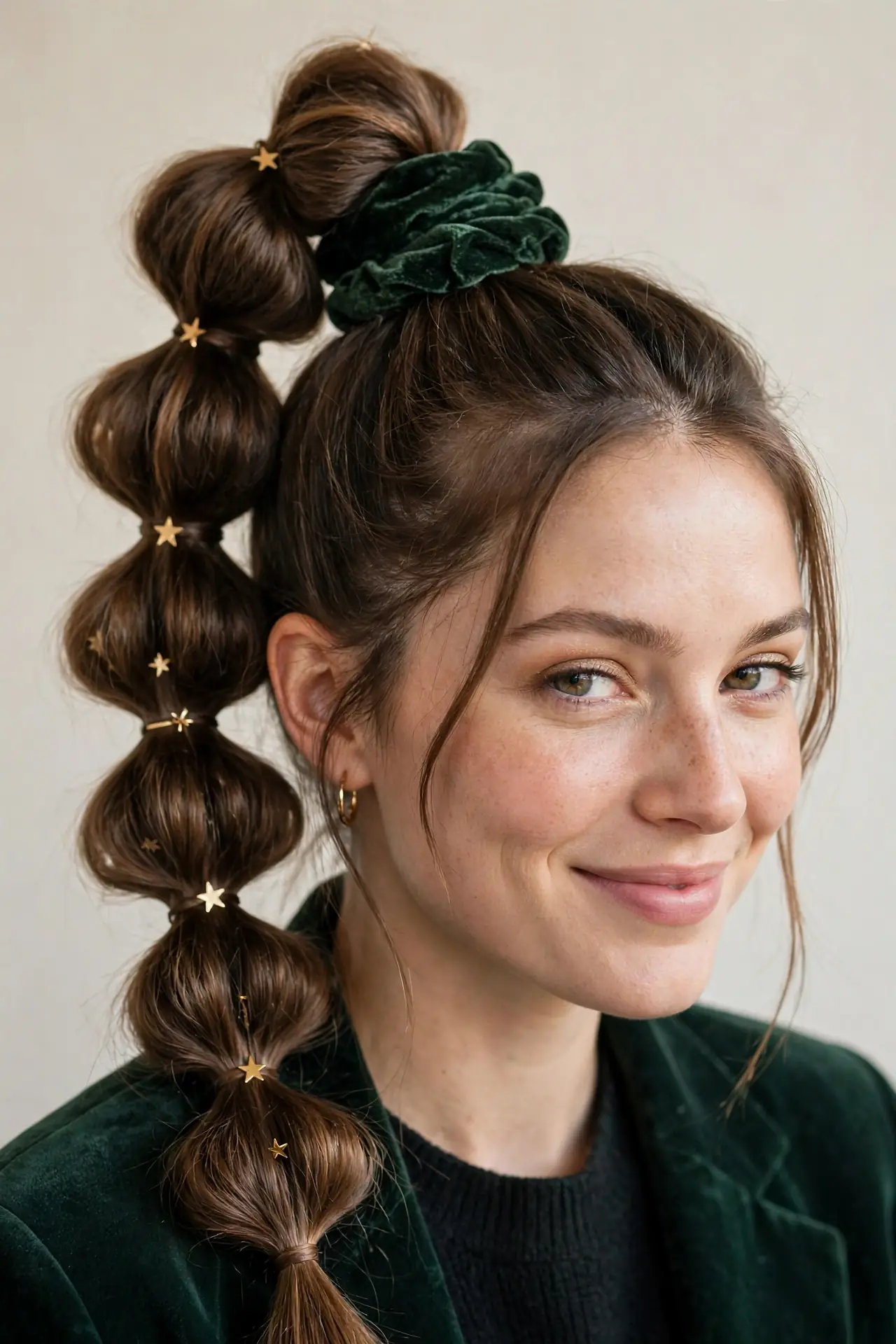 Festive Bubble Braid Ponytail
