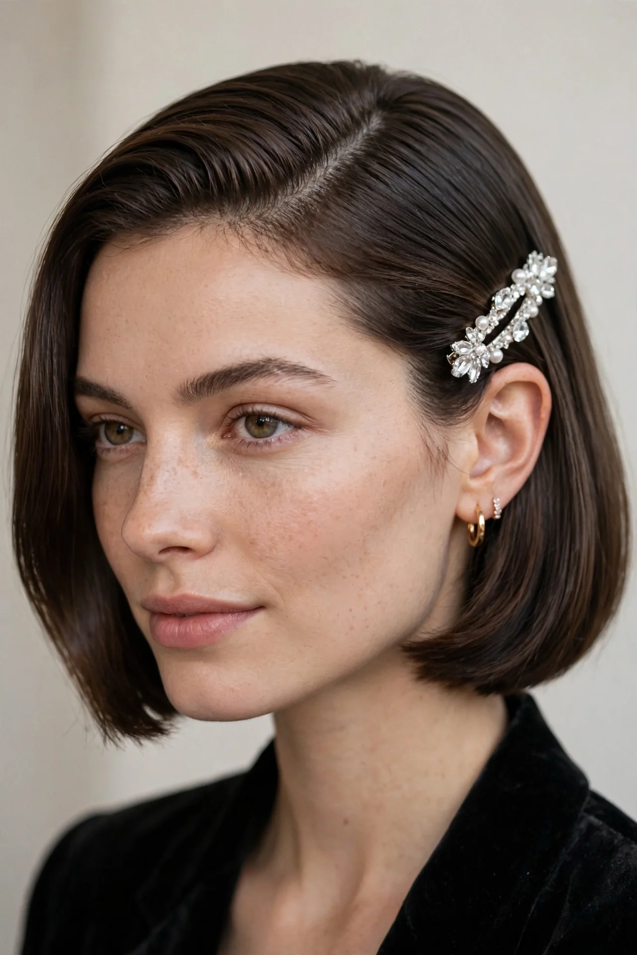 Glam Deep-Side-Part Bob for a Christmas Party Hairstyle