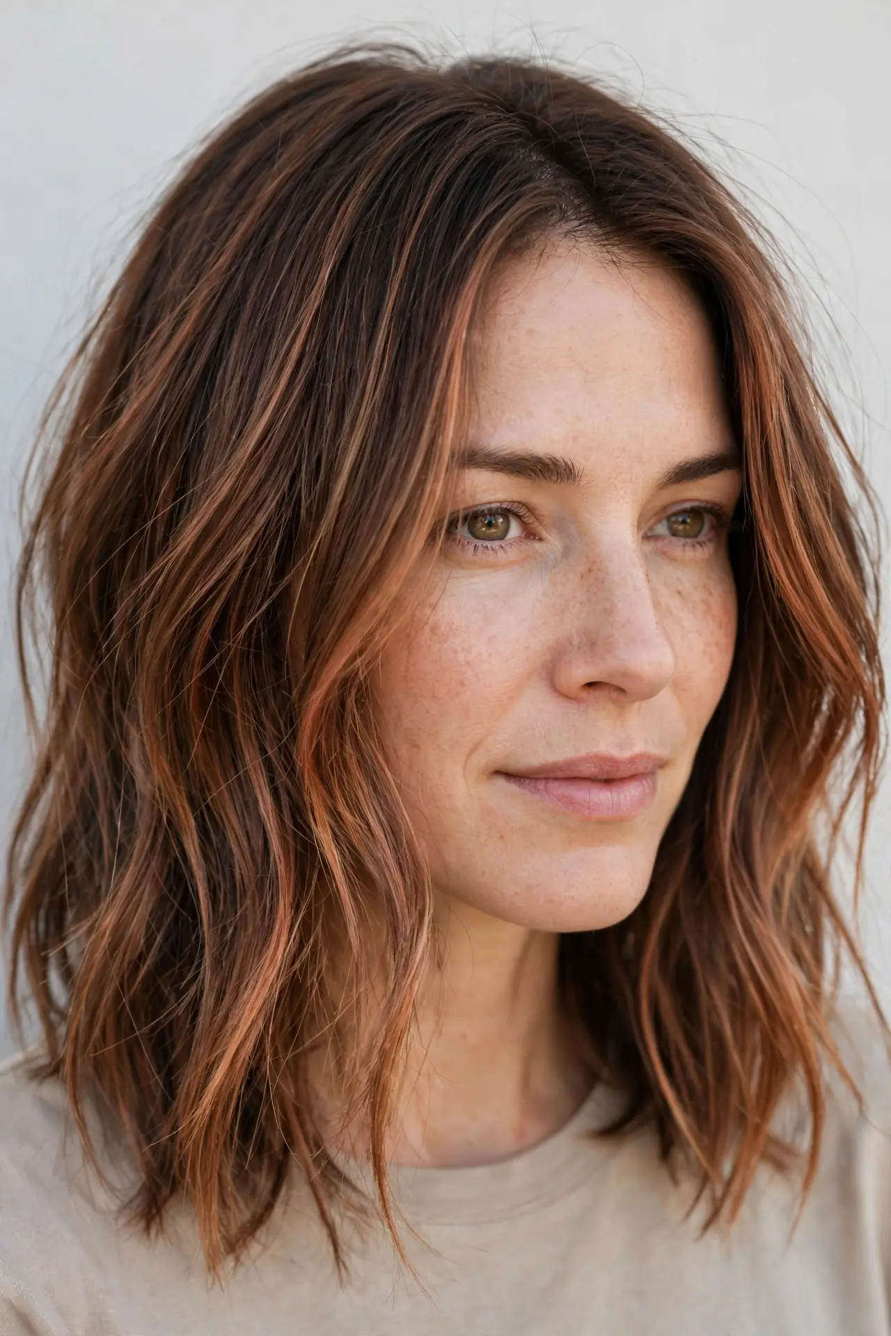 Bronzed Copper Balayage for Fine Hair