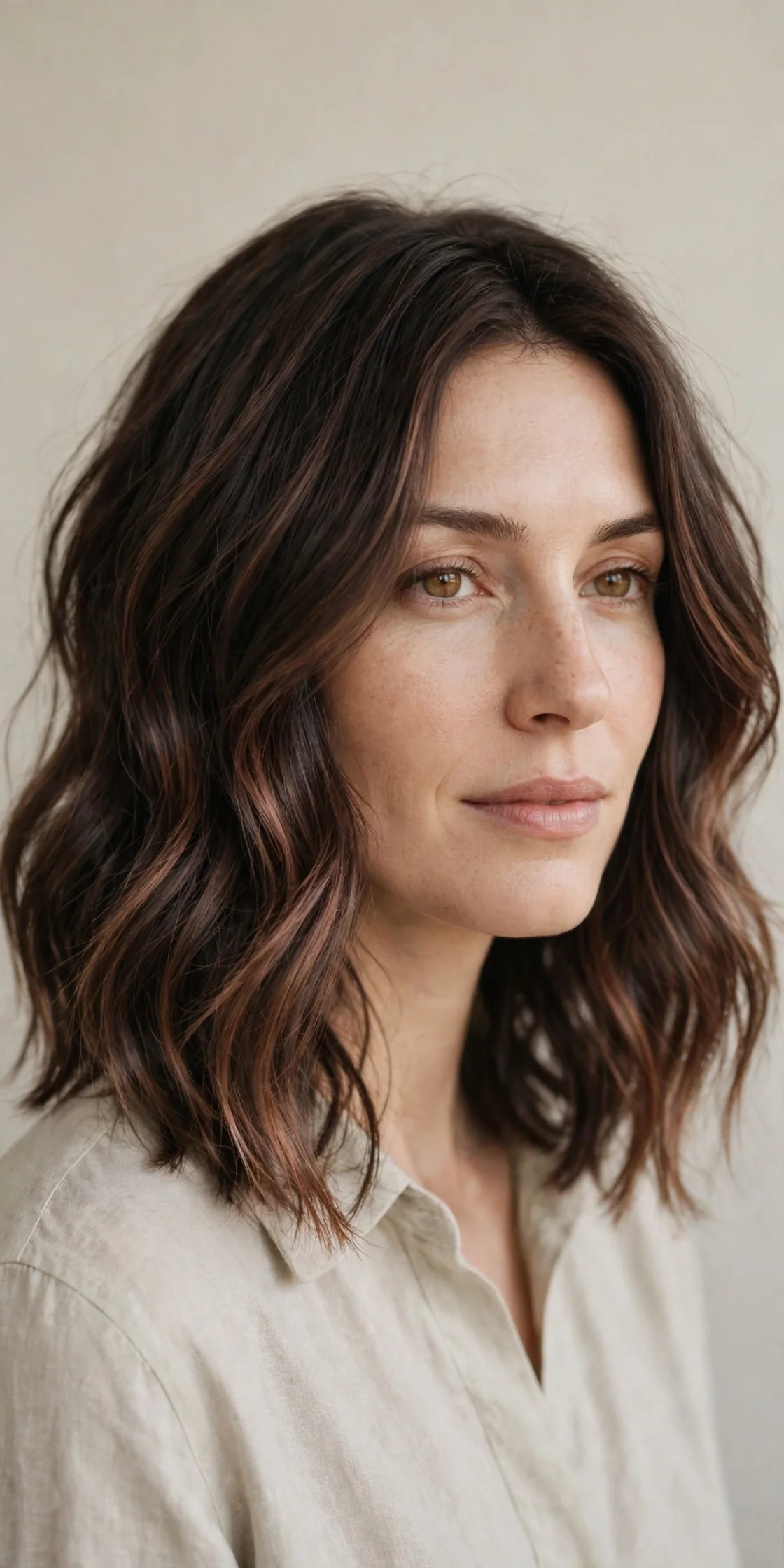 Smoky Copper Balayage on a Dark Chocolate Base