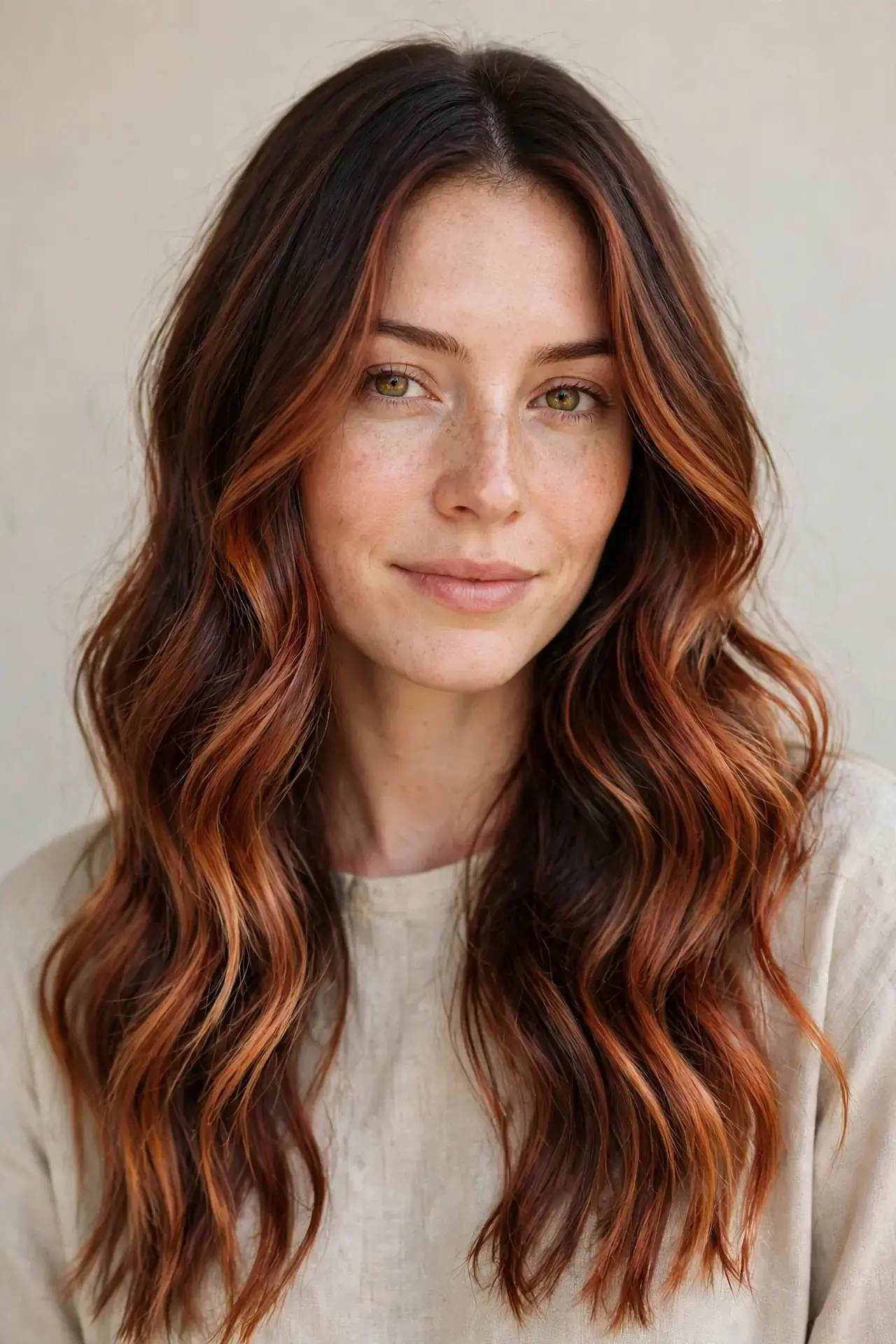 Cowboy Copper Balayage Melted Over a Dark Base