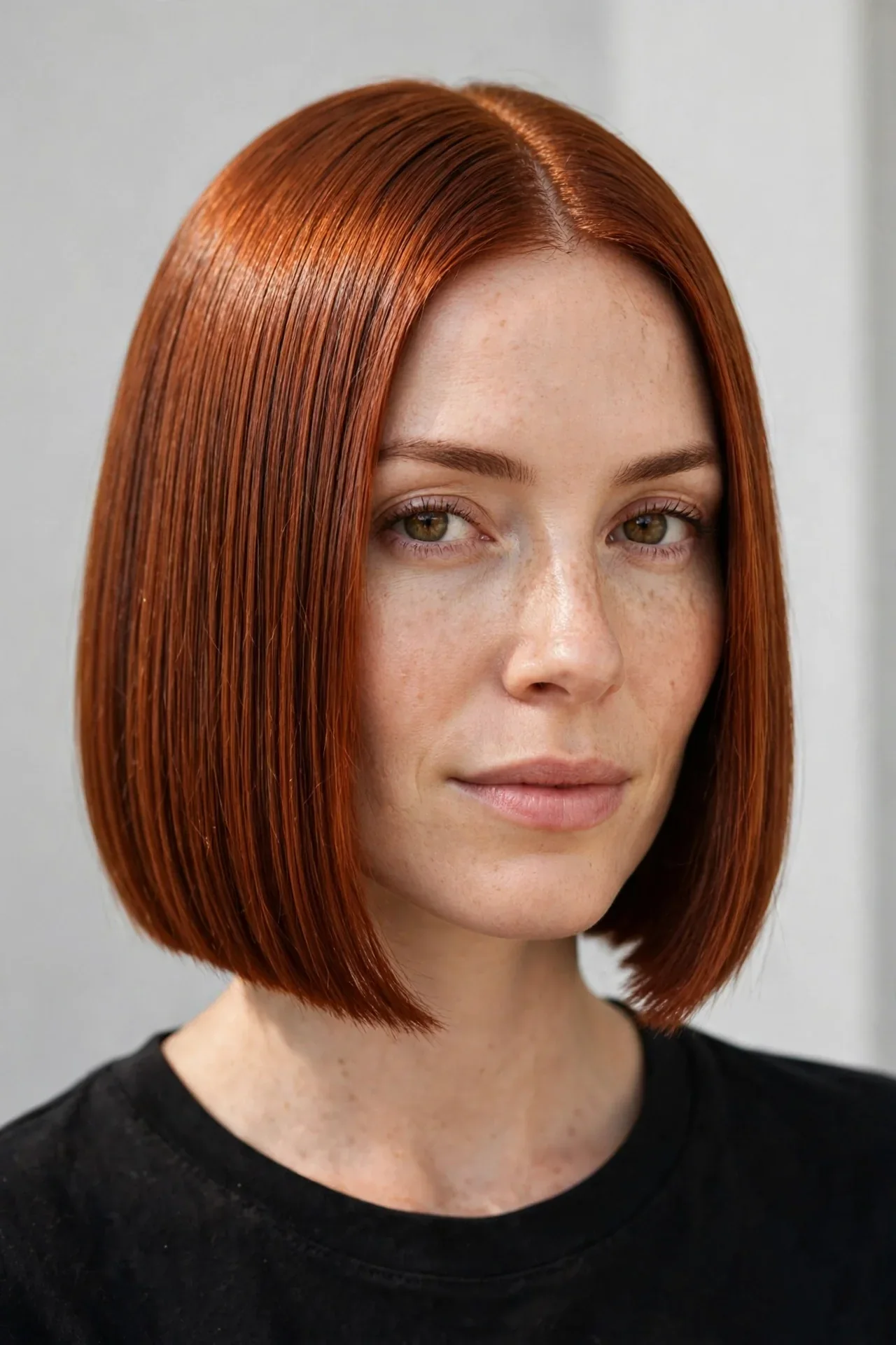 Cowboy Copper Blunt Bob with Mirror Shine