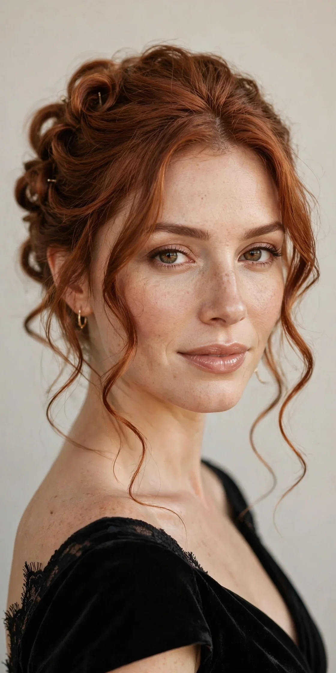 Cowboy Copper Updo with Loose Copper Tendrils