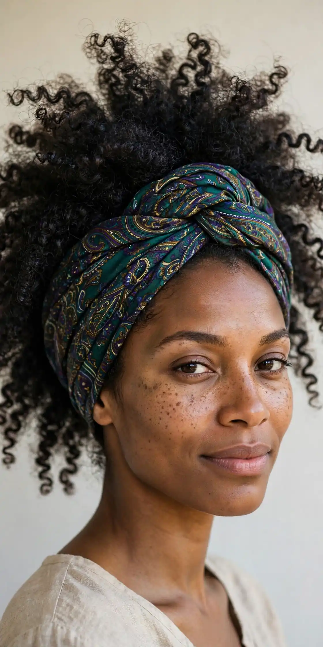 Twisted Turban Band on Natural Curls