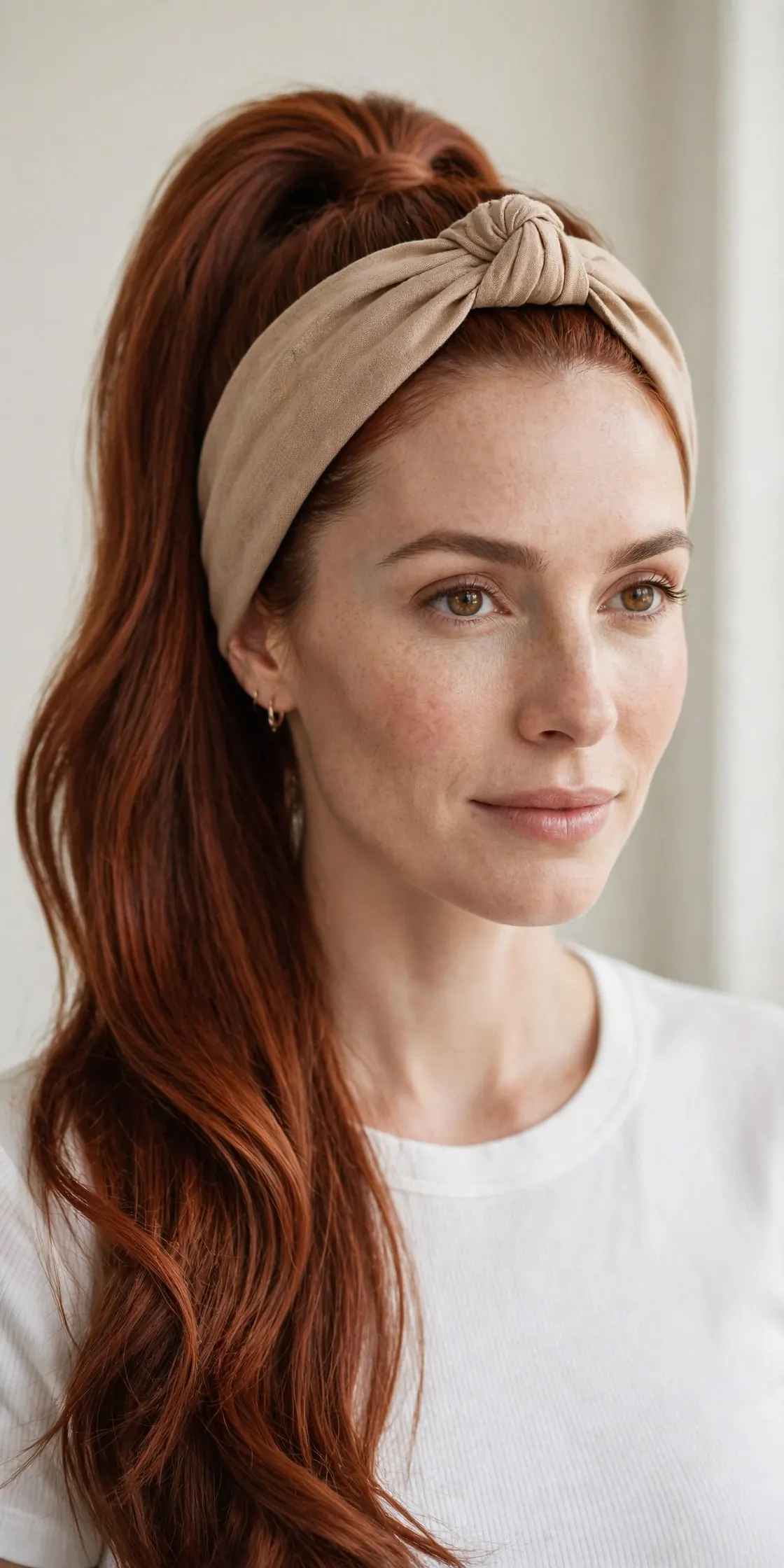 Knotted Headband with a Bouncy High Ponytail