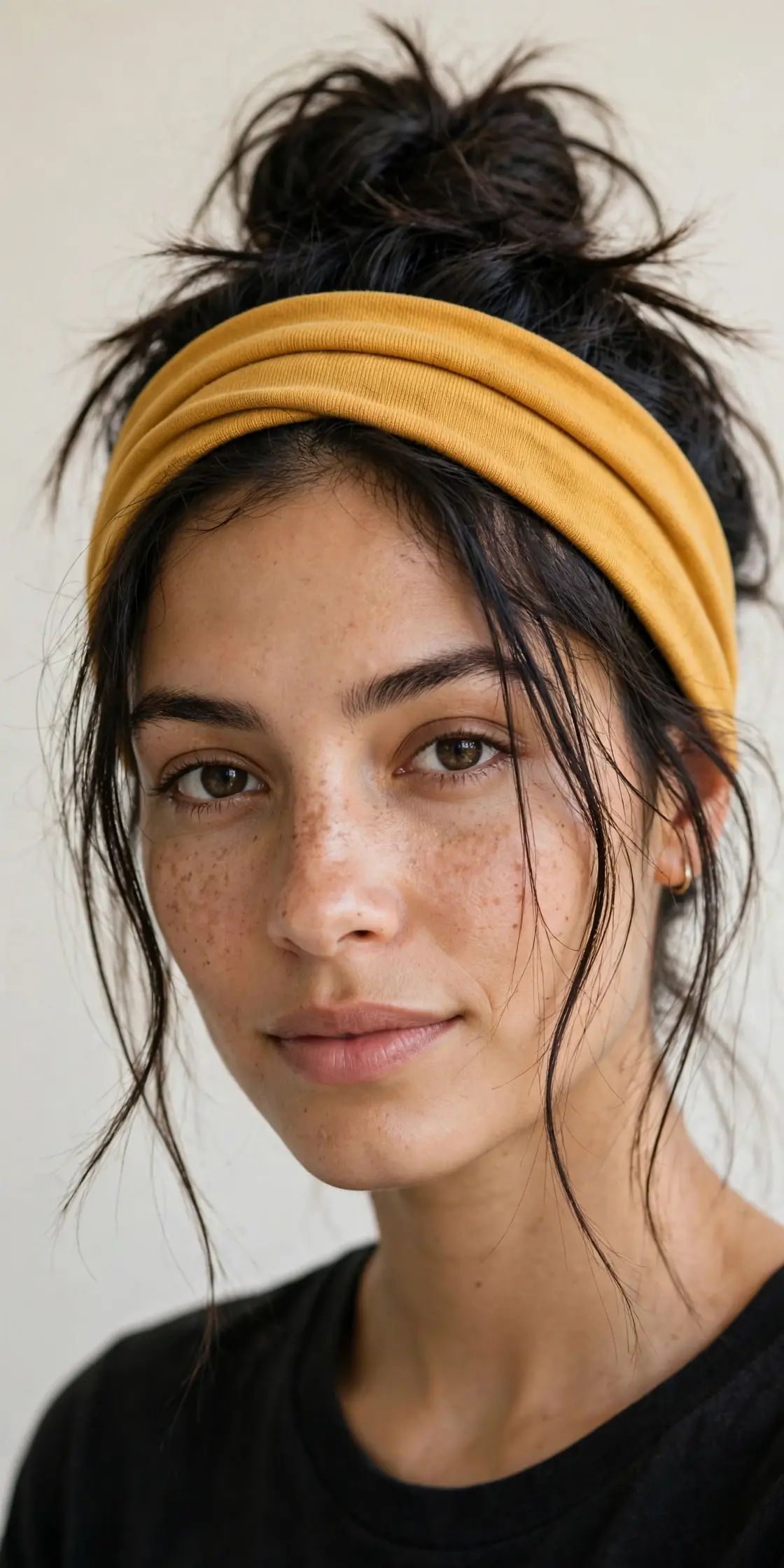 Lazy-Day Top Knot Topped with a Fabric Band