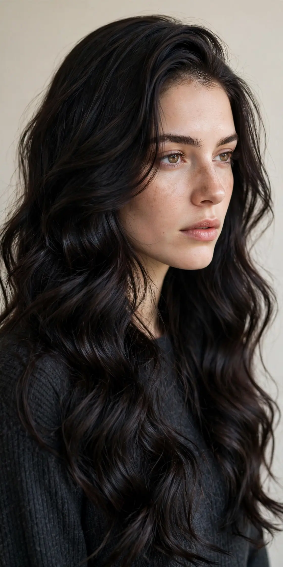 Witchy Loose Waves with a Deep Side Part