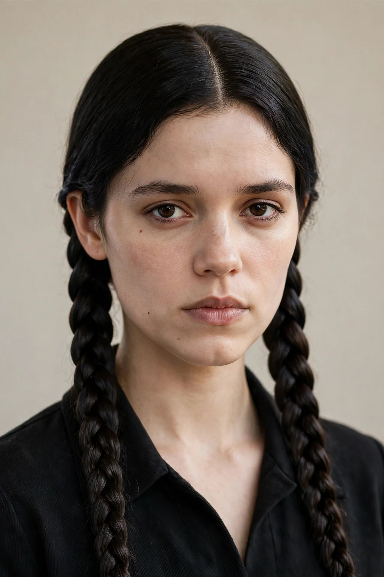 Wednesday-Inspired Double Plaits: A Timeless Halloween Hairstyle