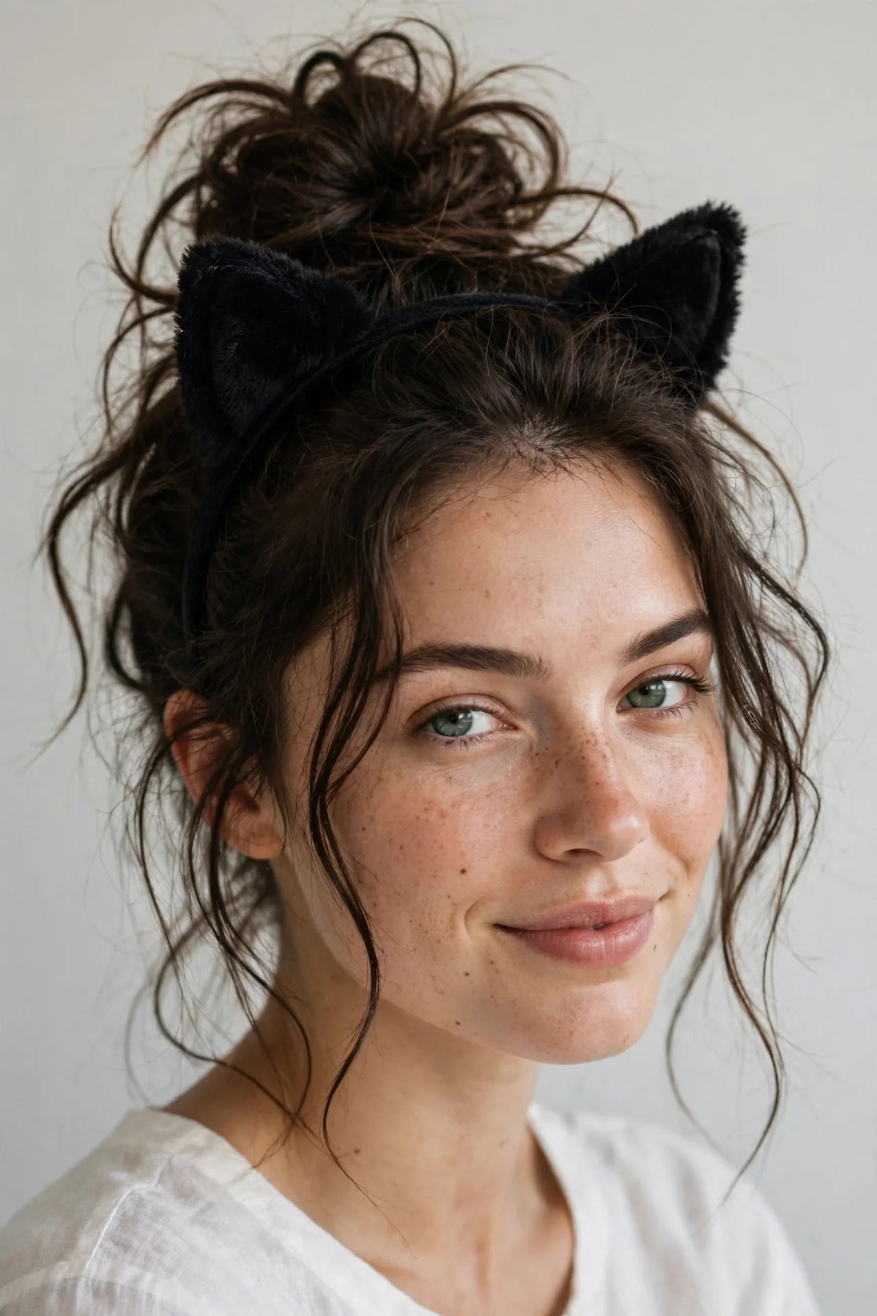 Messy Cat-Ear Top Knot