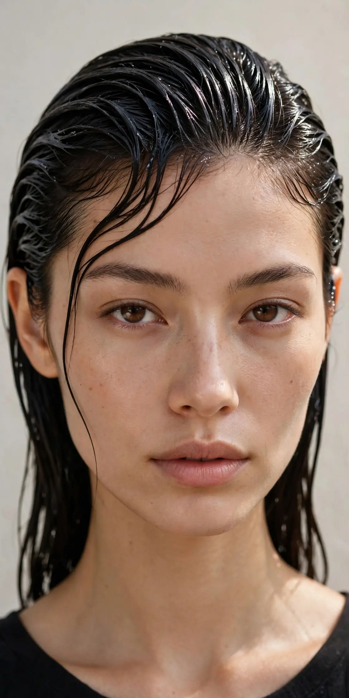 Wet-Look Dark Siren Hair