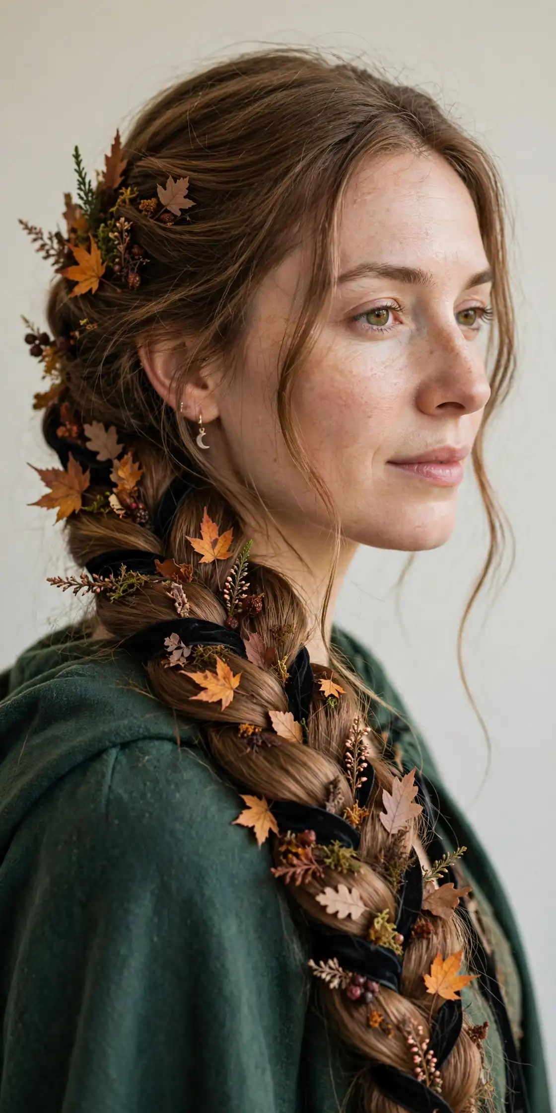 Enchanted Side Braid with Autumn Accents