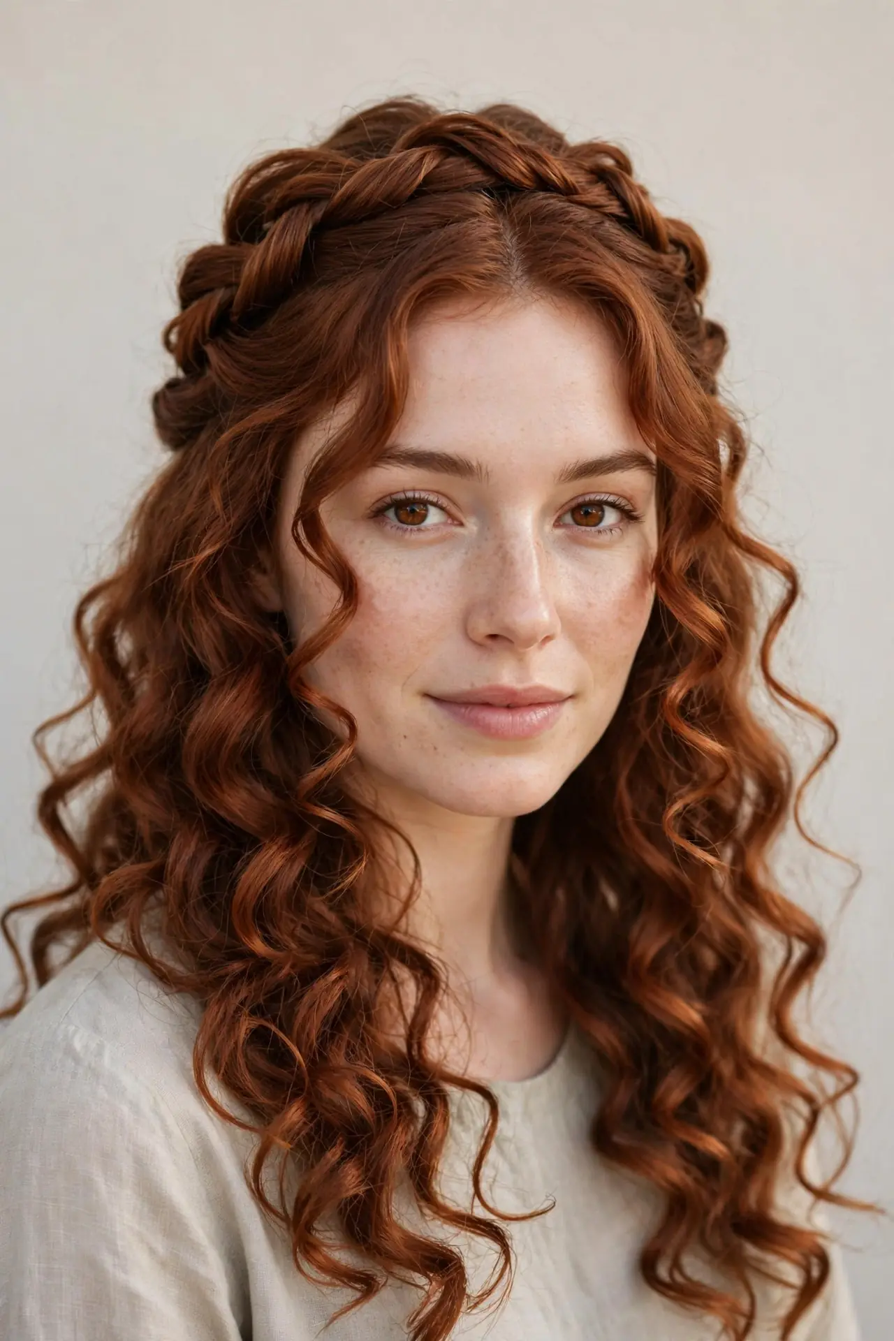 Half-Up Twisted Crown With Bouncy Curls