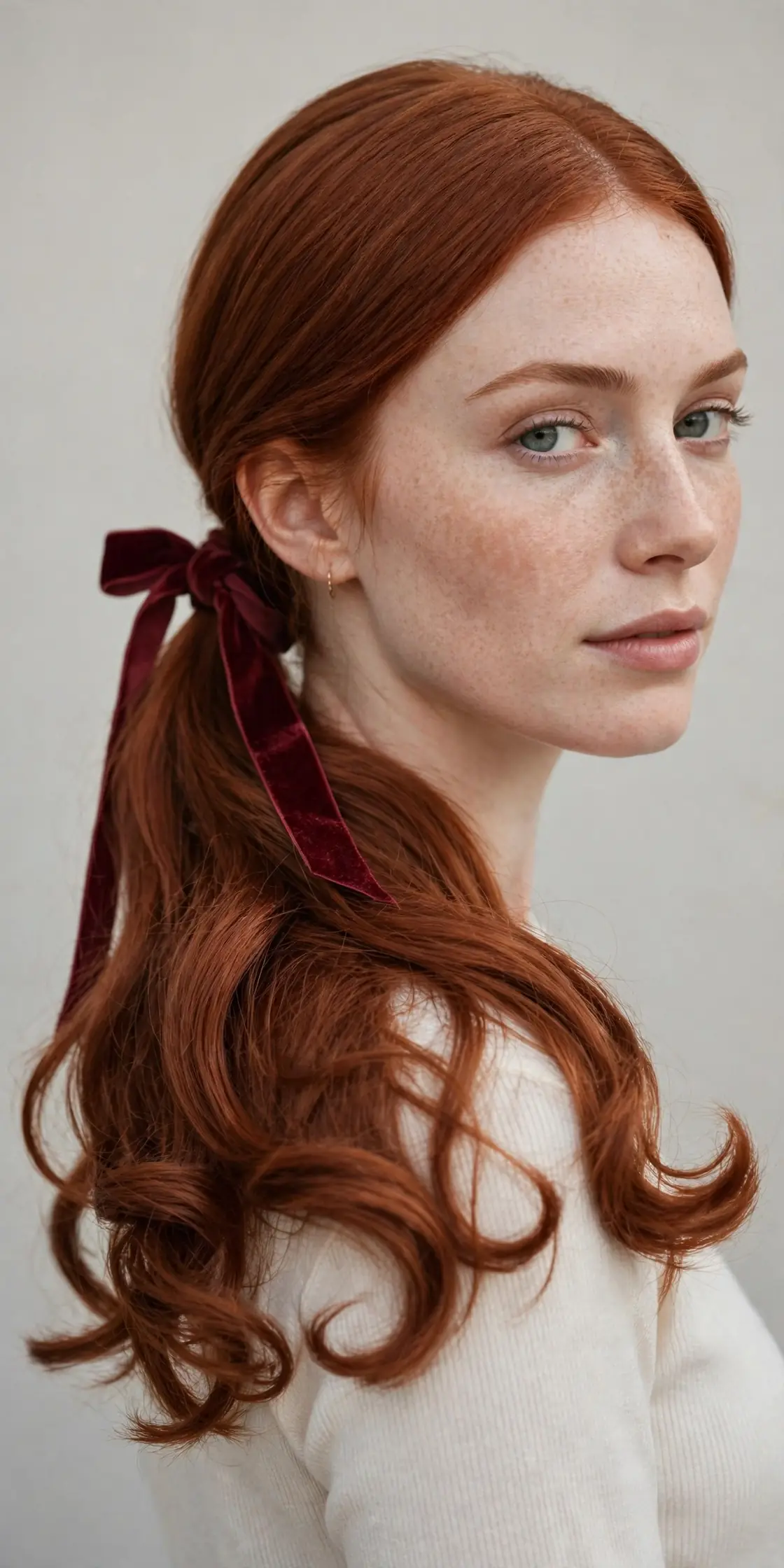 Low Ponytail With a Velvet Ribbon Bow