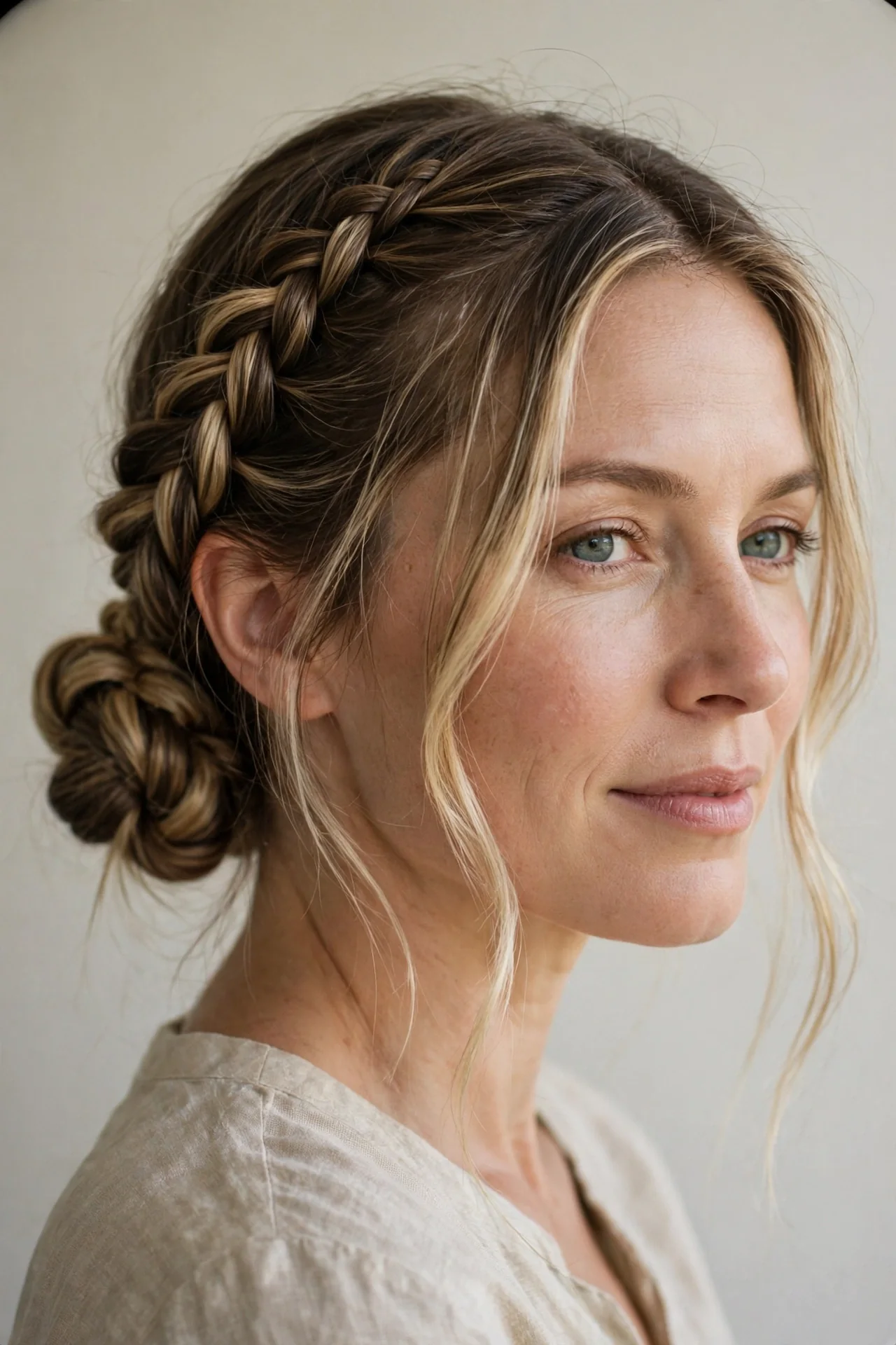 Side Fishtail Braid Into a Low Bun