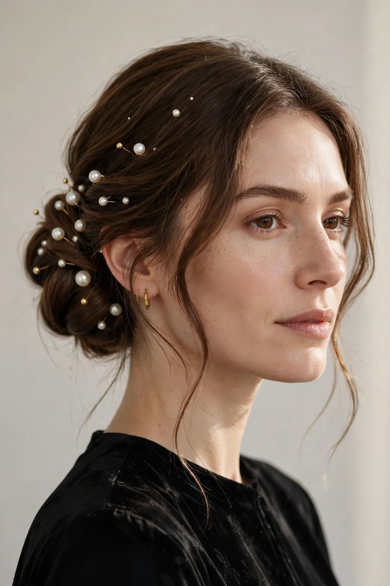 Pearl-Pinned Elegant Updo