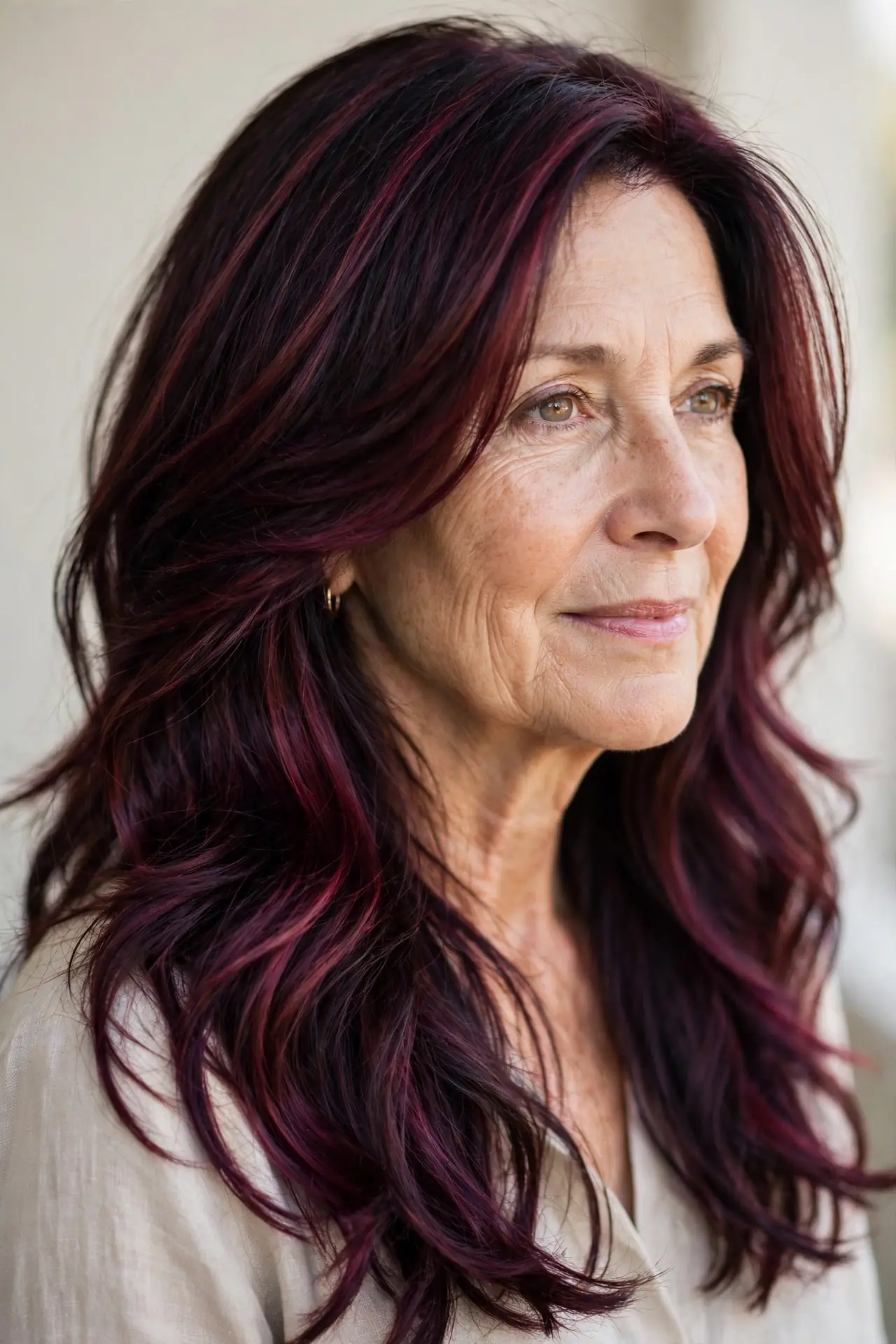 Deep Burgundy Wine Balayage