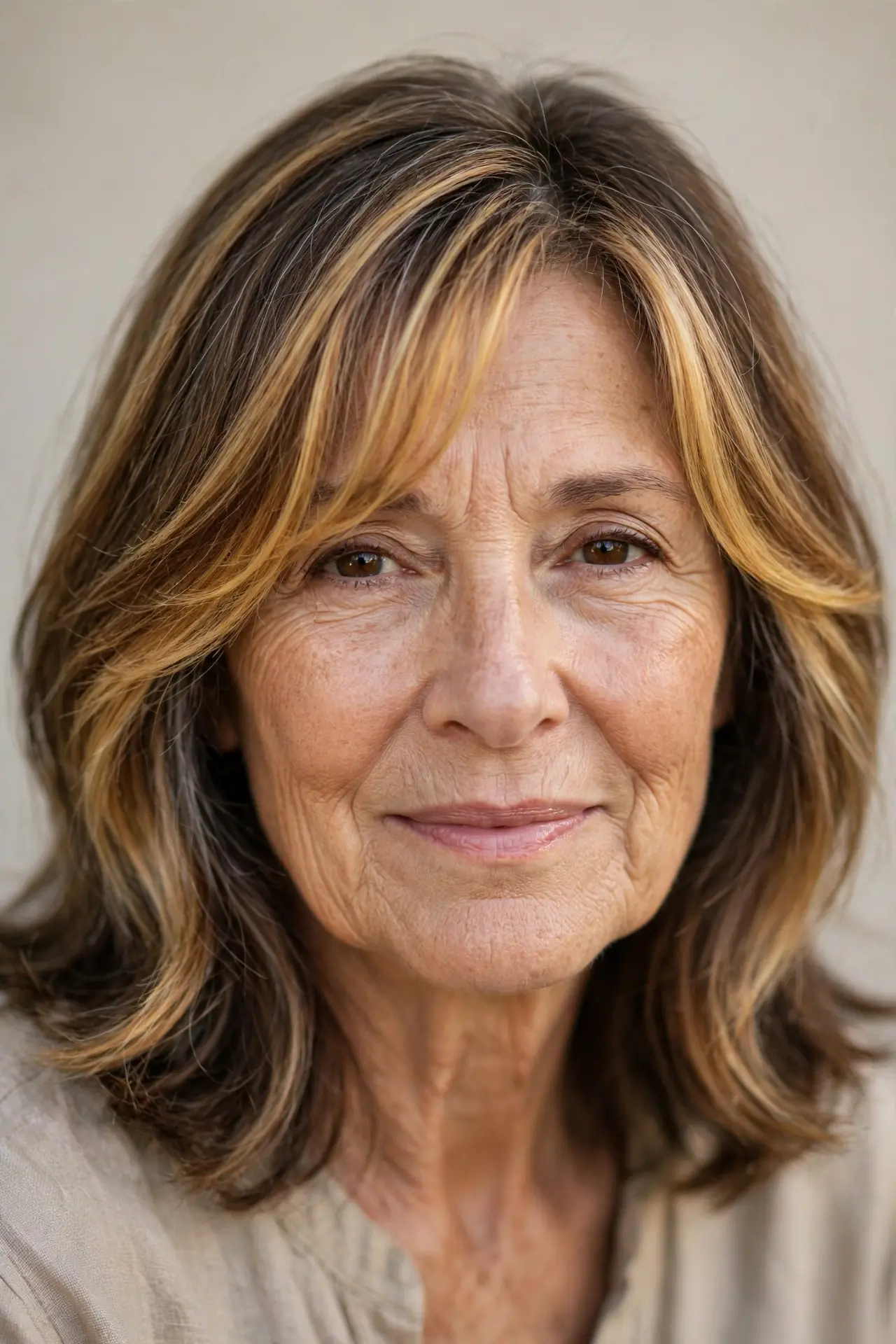 Autumn Gold Face-Framing Foils for Women Over 50