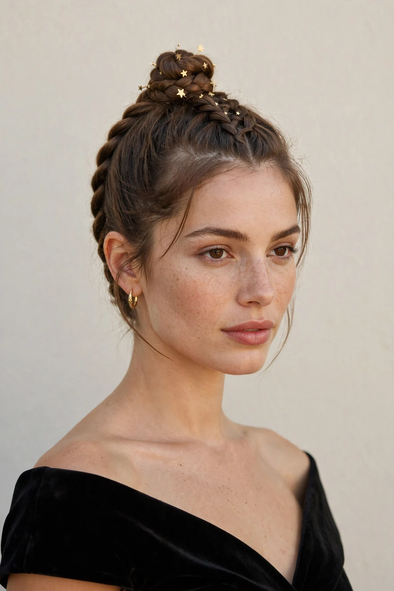 Festive Braided Topknot for Cocktail Night