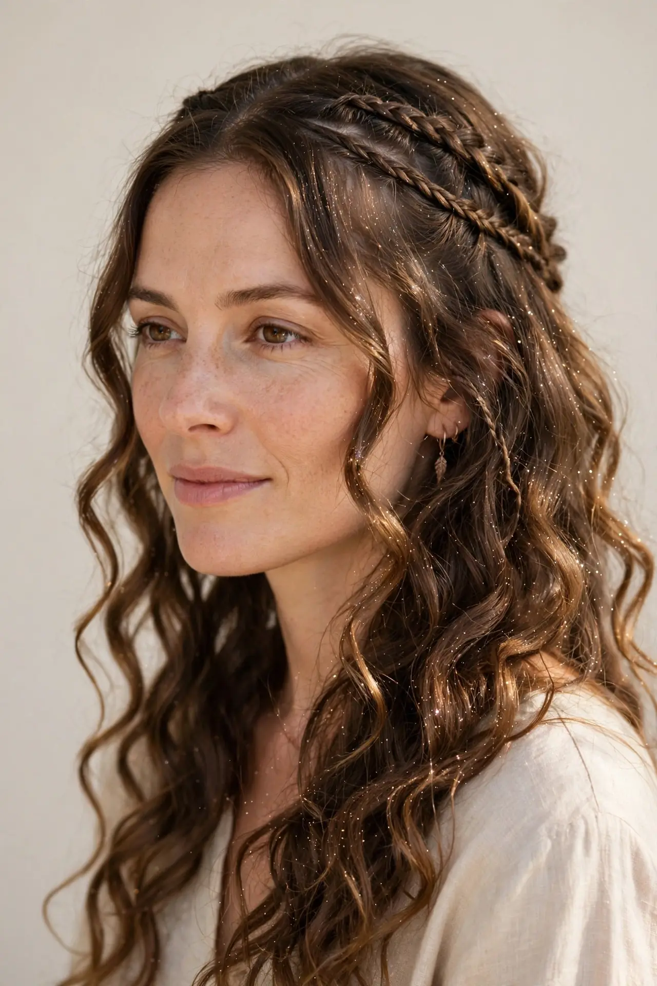 Snow-Kissed Boho Braids with Loose Curls