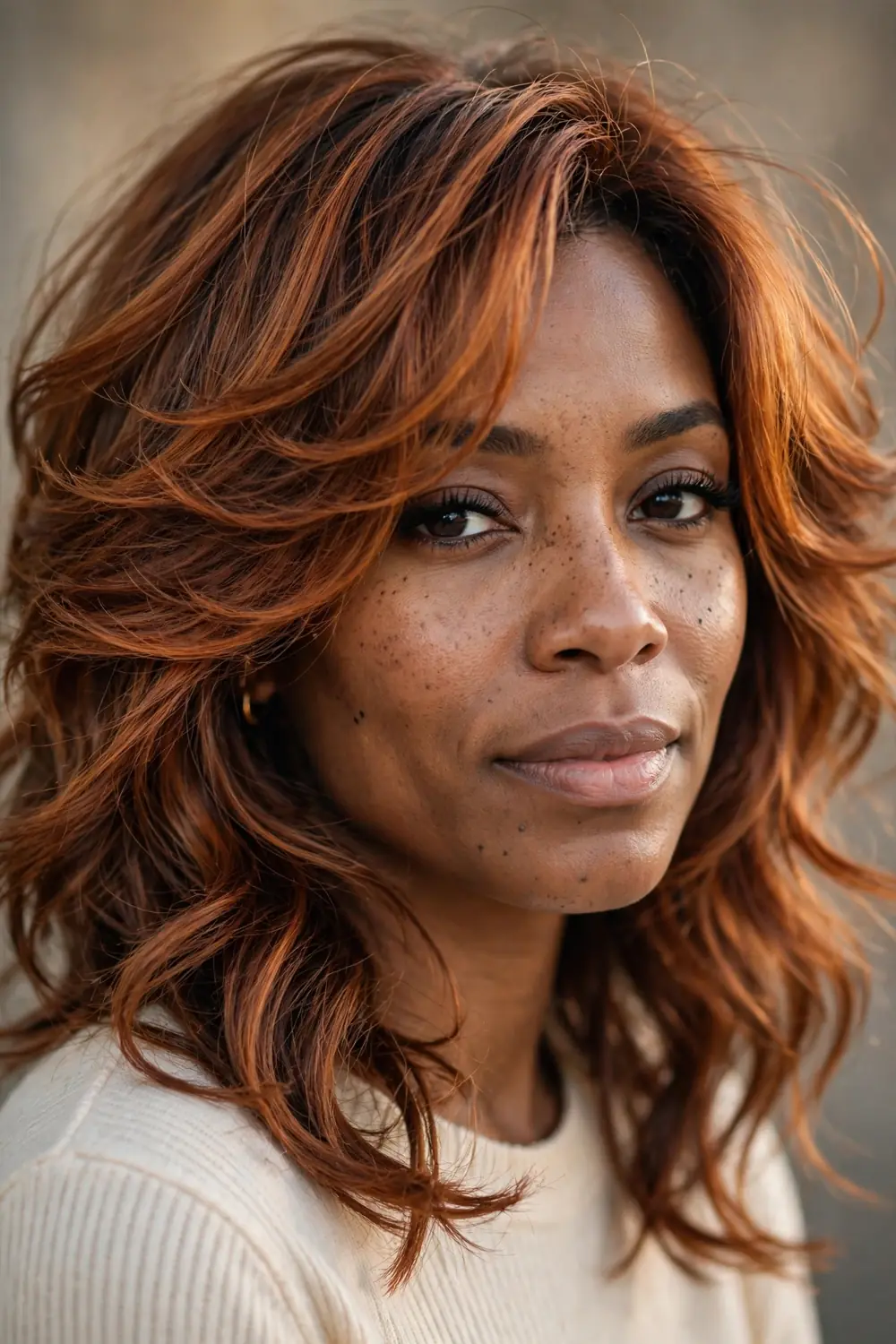 Ginger Brown Face-Framing Layers