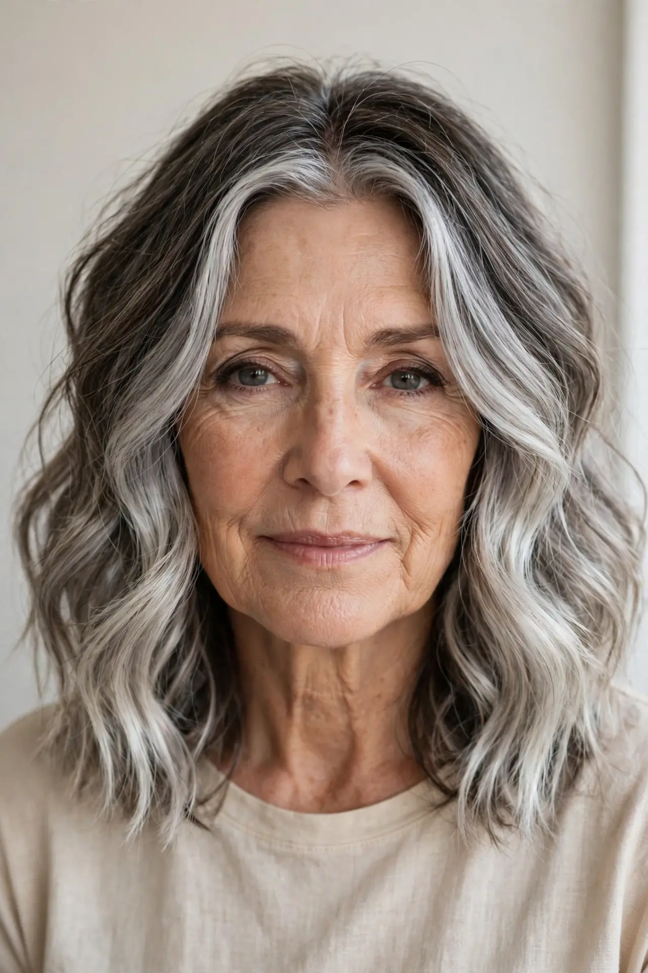 Seamless Silver Melt with Ash-Brown Lowlights