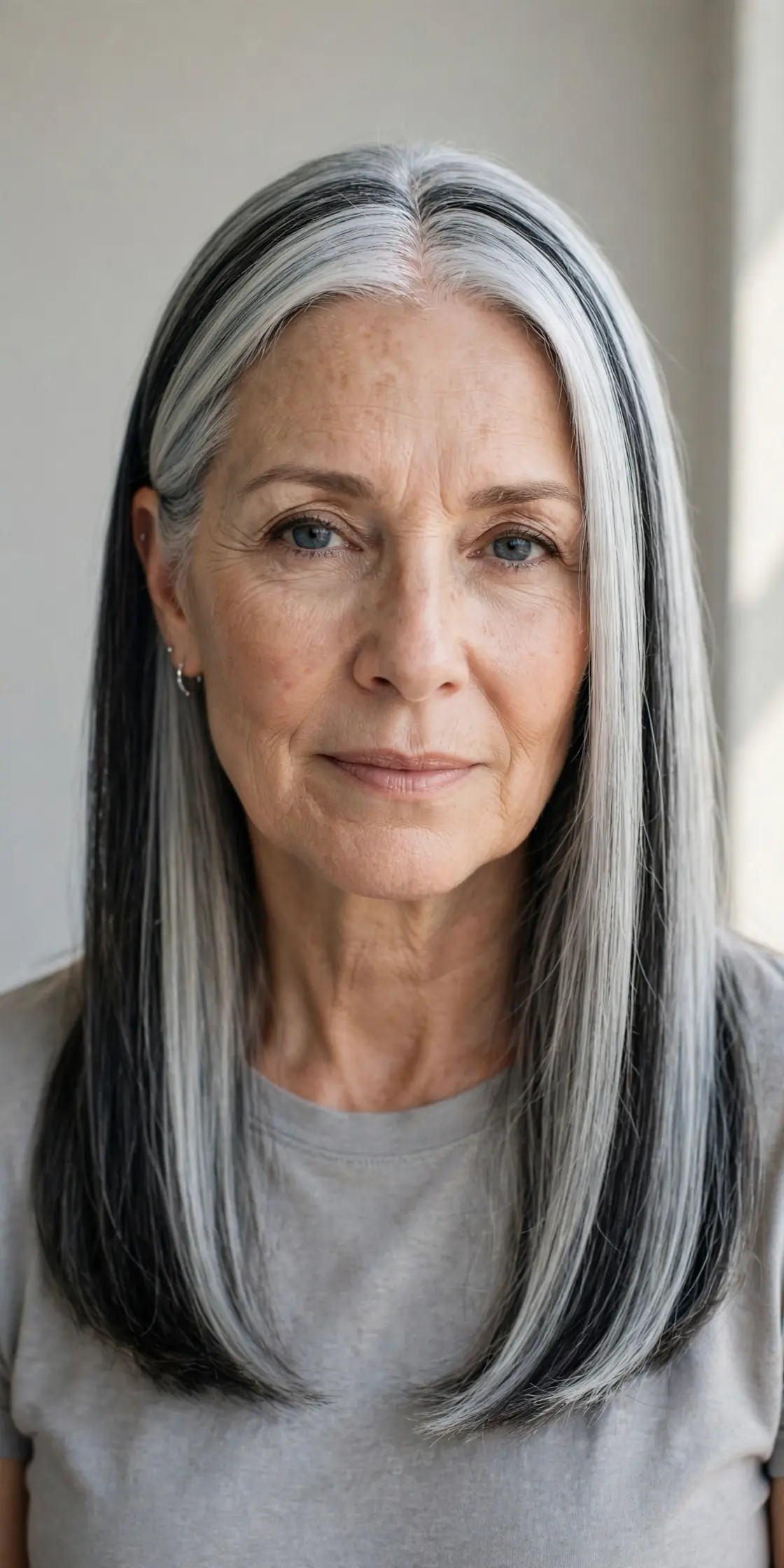 Sleek Straight Silver with Salt-and-Pepper Paneling