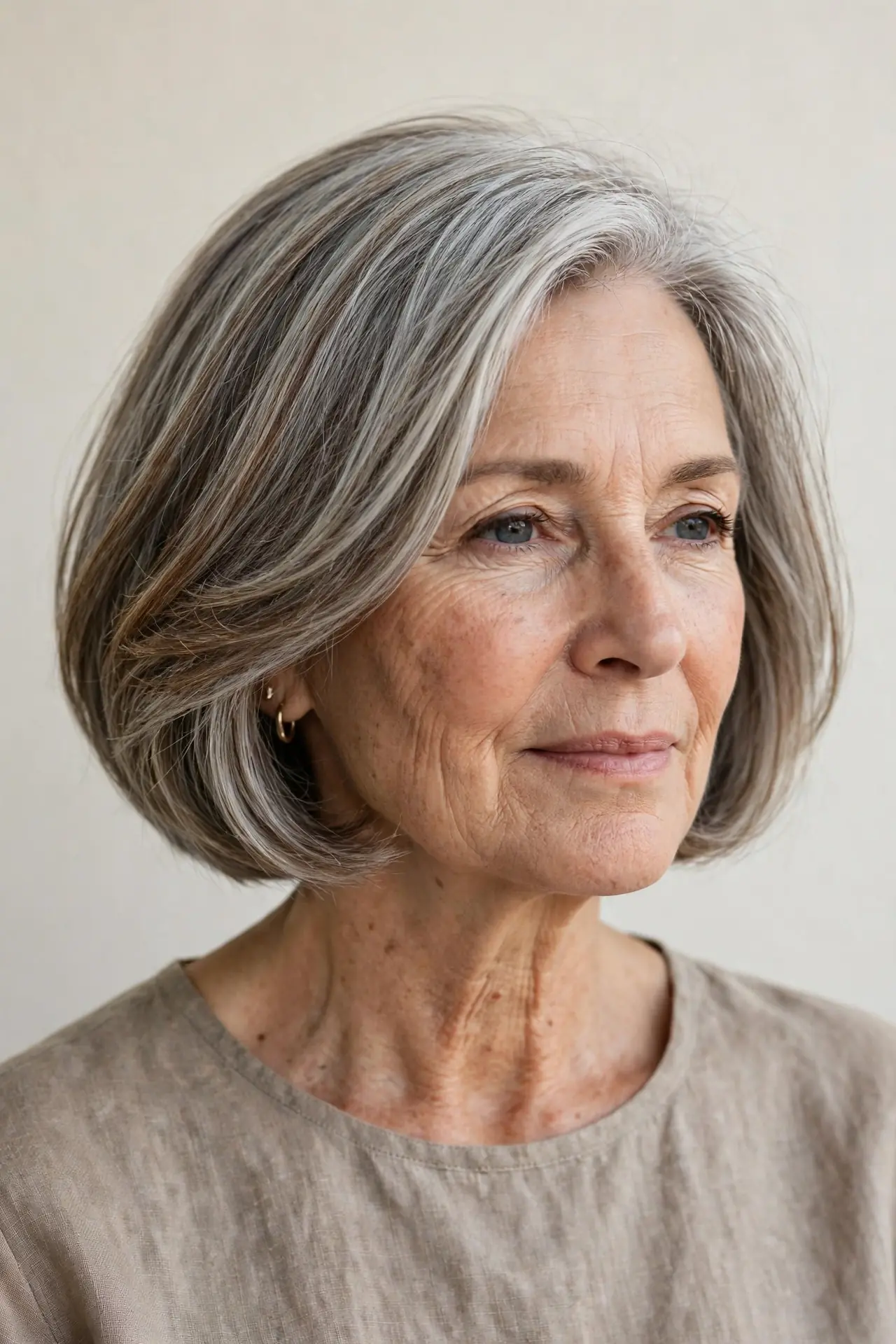 French-Inspired Bob with Muted Taupe Lowlights