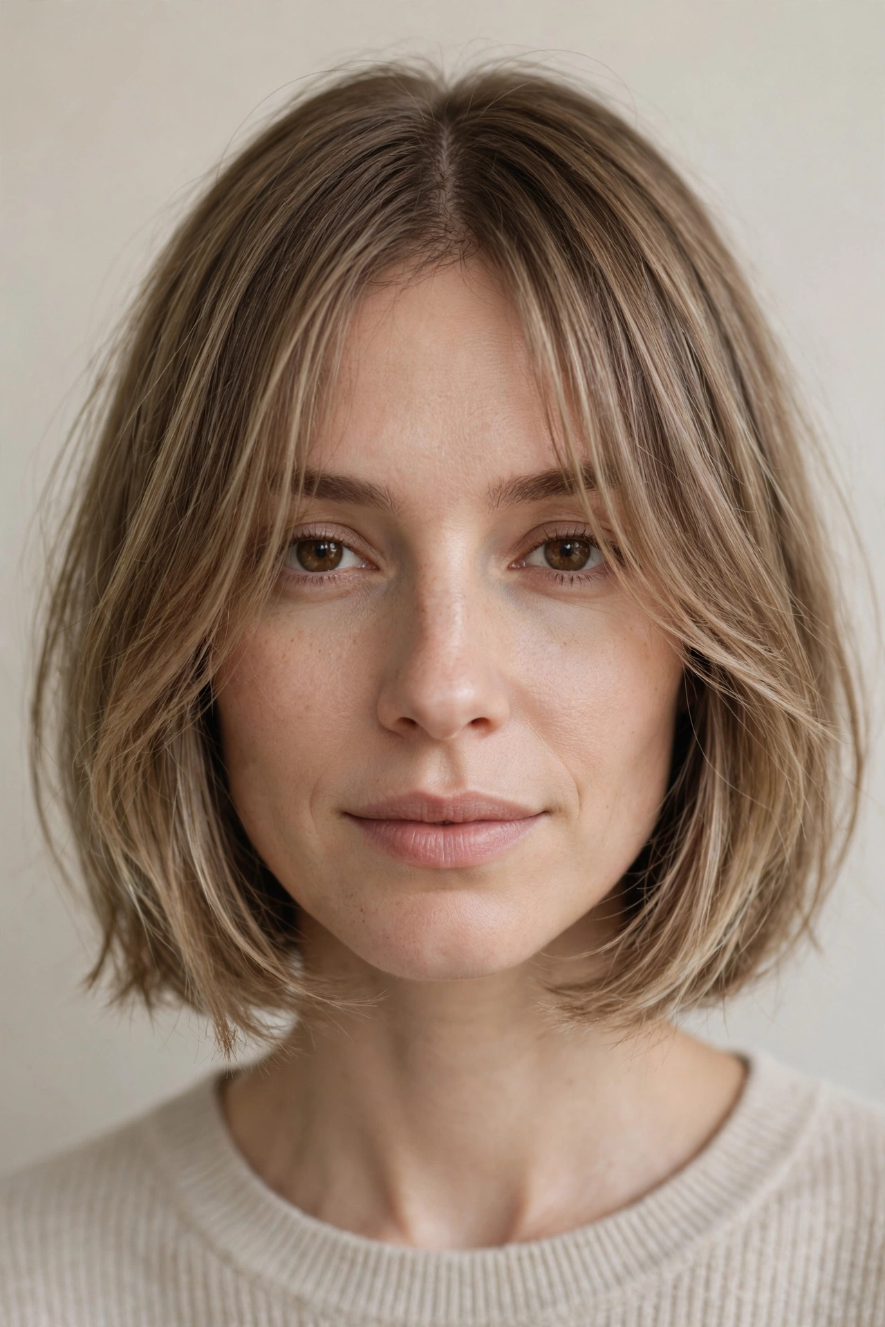 The Chin-Length Bob with Curtain Bangs