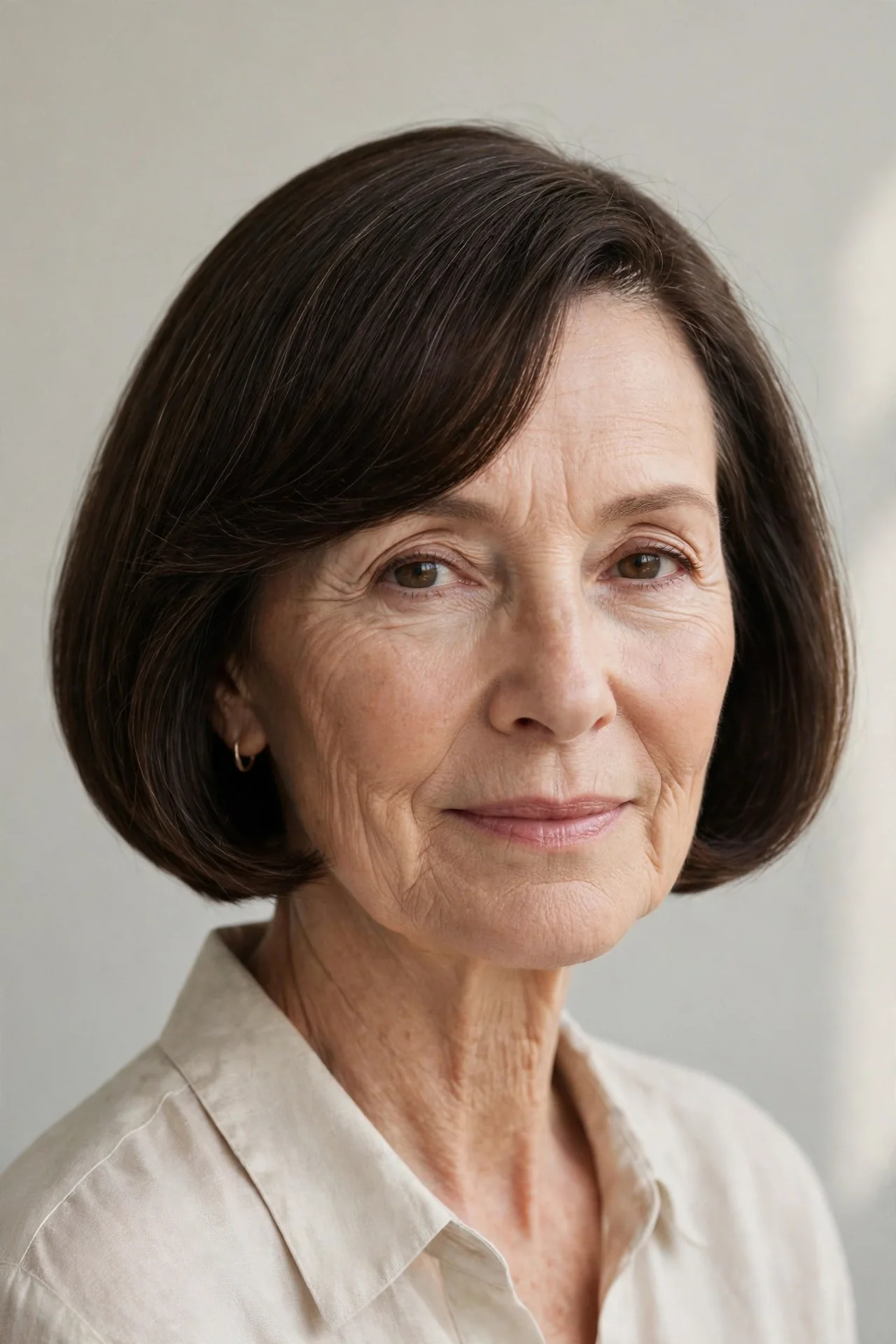 Rounded French Bob With a Deep Side Part