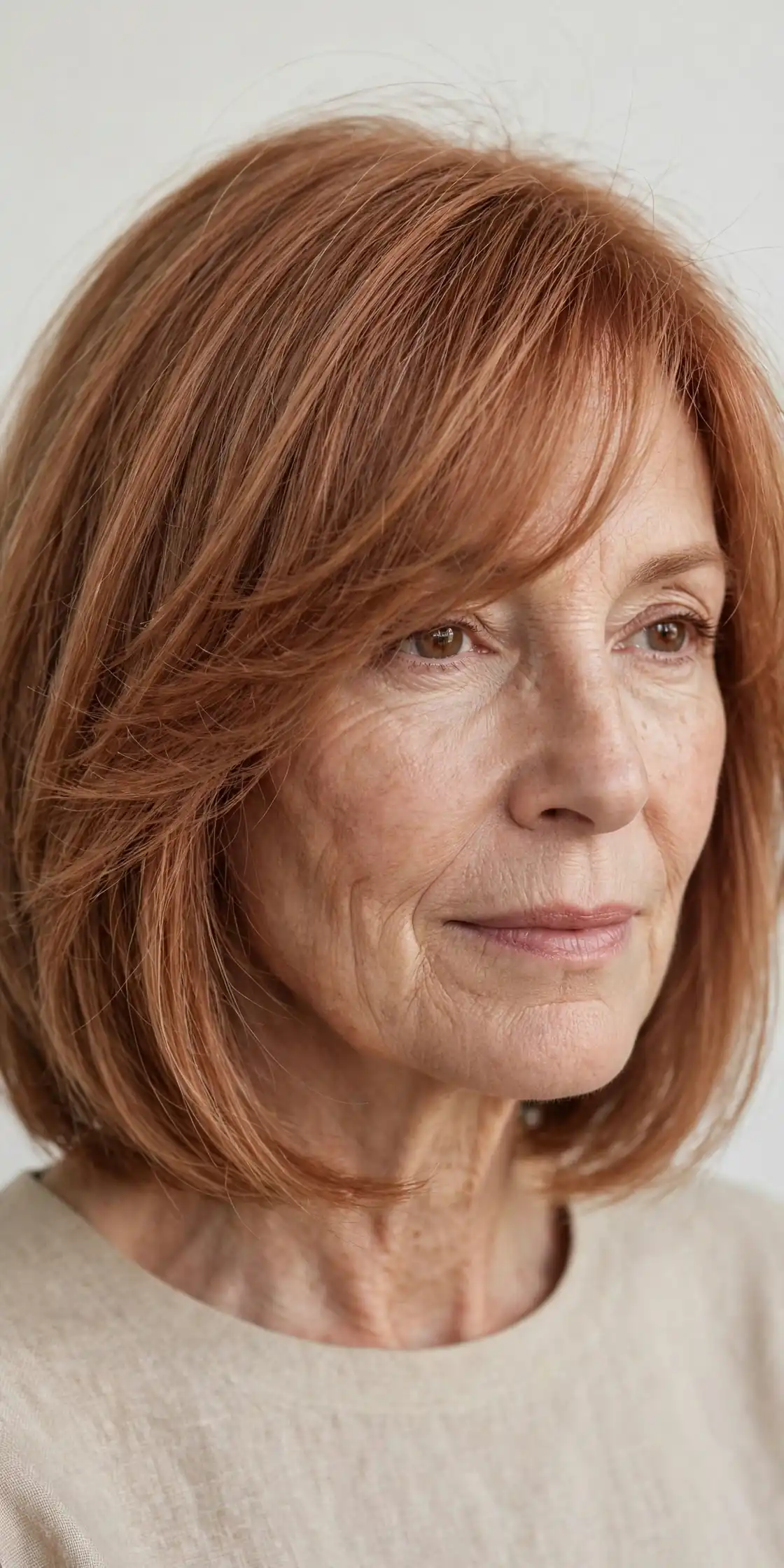 Side-Swept Bangs Over 50 That Conceal Thinner Temples