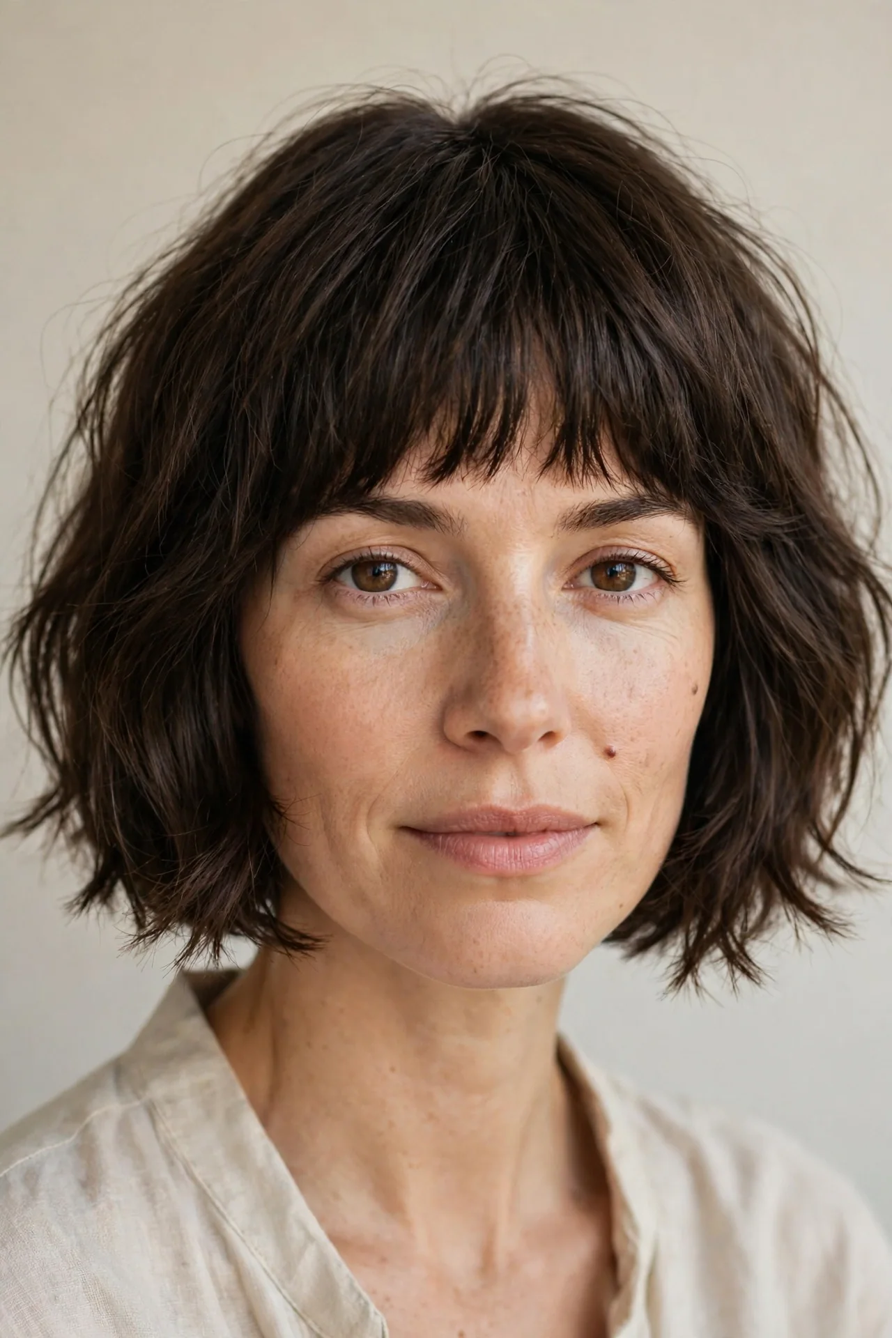 Full Choppy Bangs with a Classic Bob
