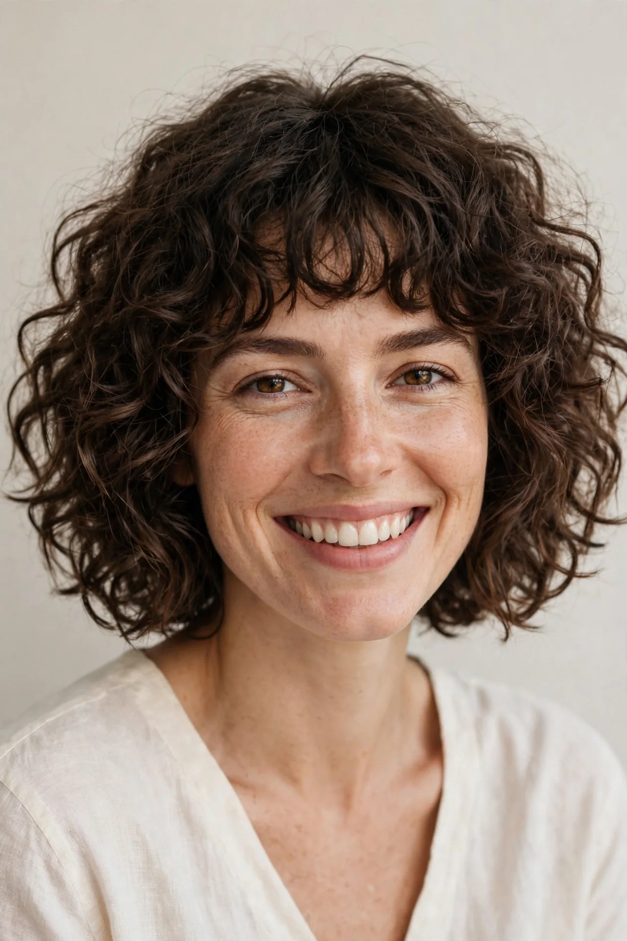Choppy Bangs on a Curly Bob