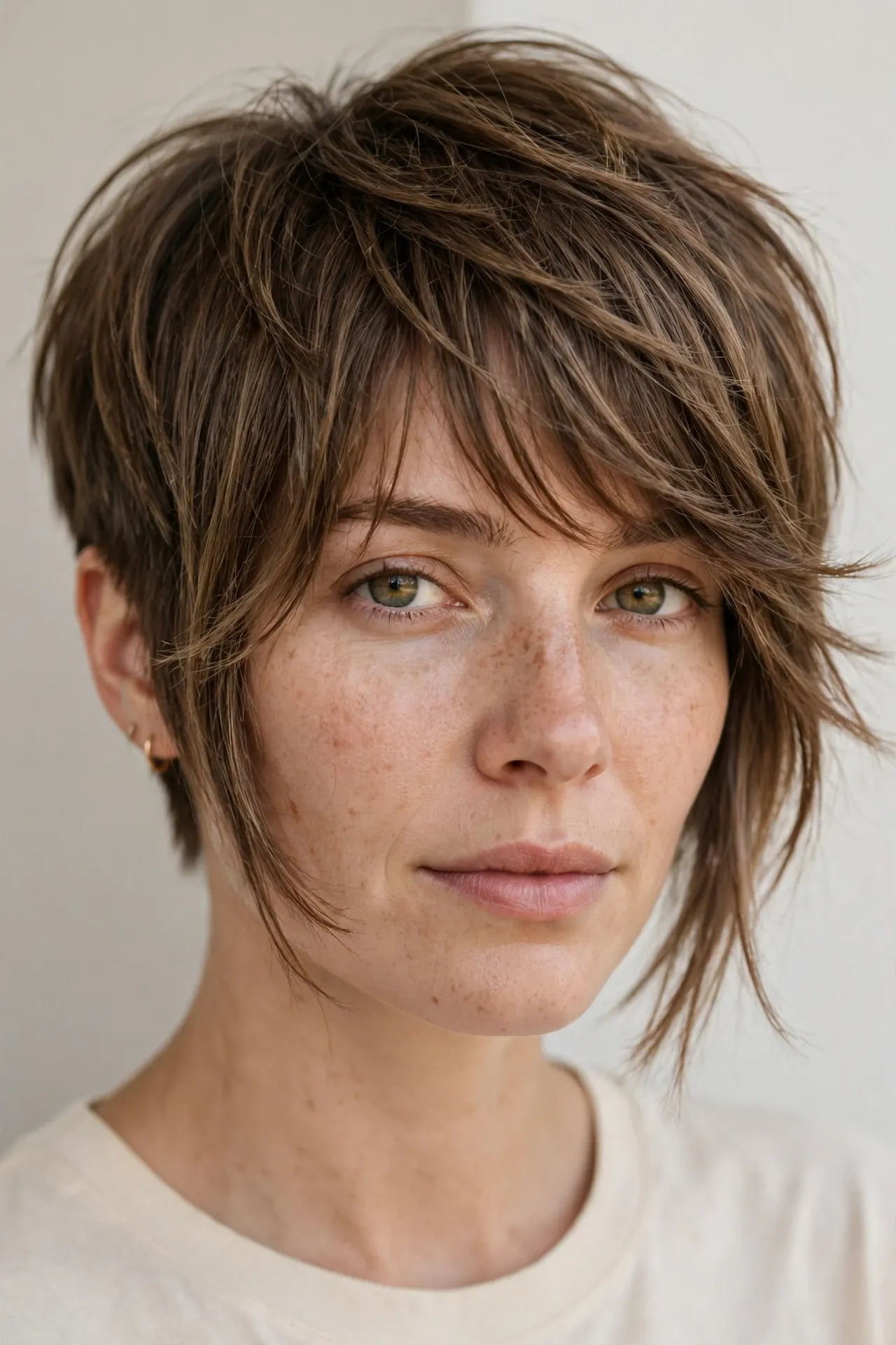 Feathered Choppy Bangs with a Layered Bixie