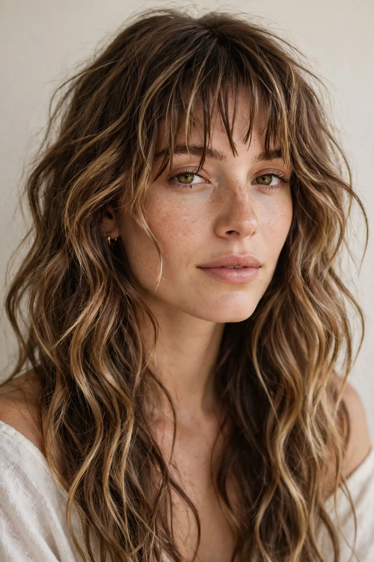 Piecey Choppy Bangs with Boho Long Waves