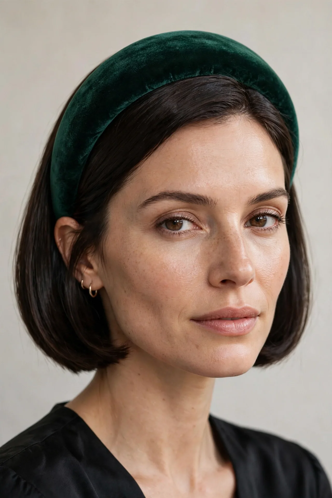 Wide Padded Velvet Headband for Short Bob Hair