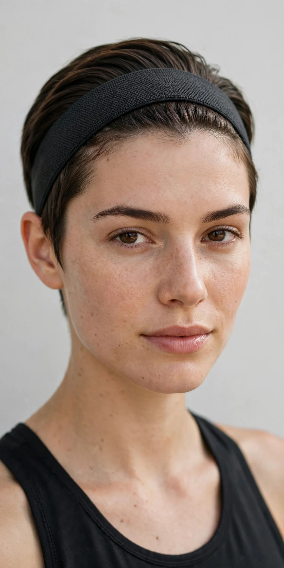 Sporty Elastic Headband for a Swept-Back Pixie