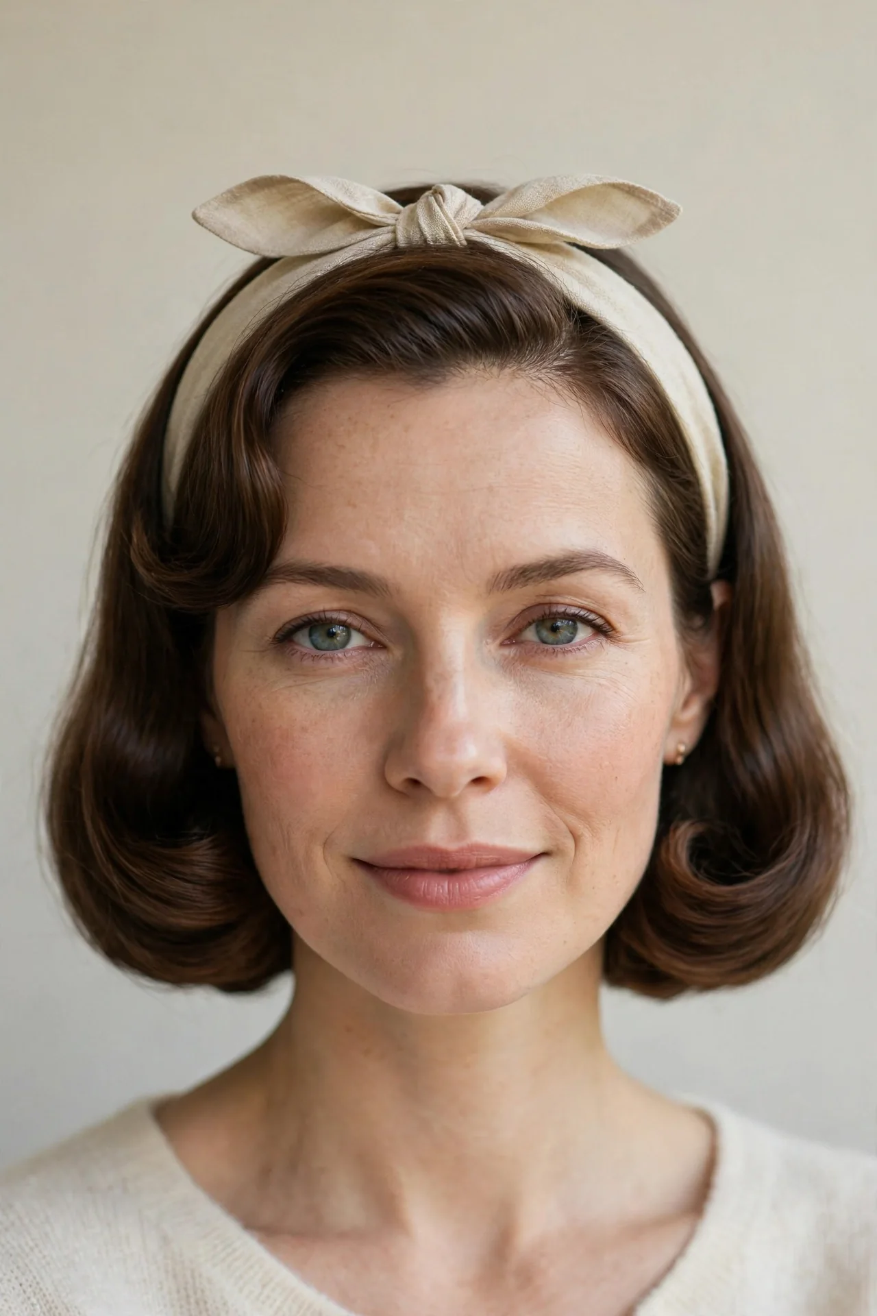 Bow-Tie Headband with a Chin-Length Bob