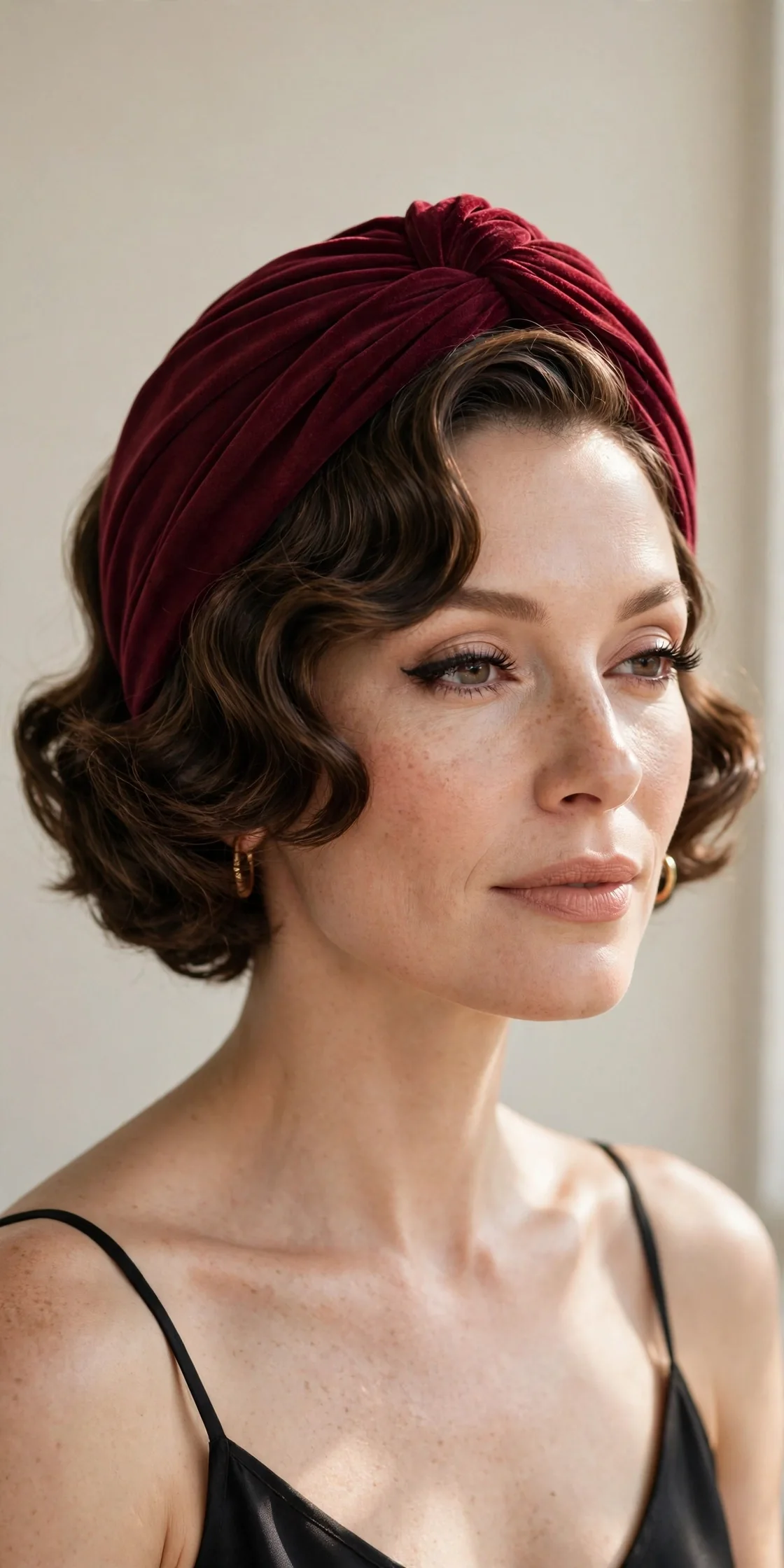 Turban-Style Twist Headband on Wavy Short Hair