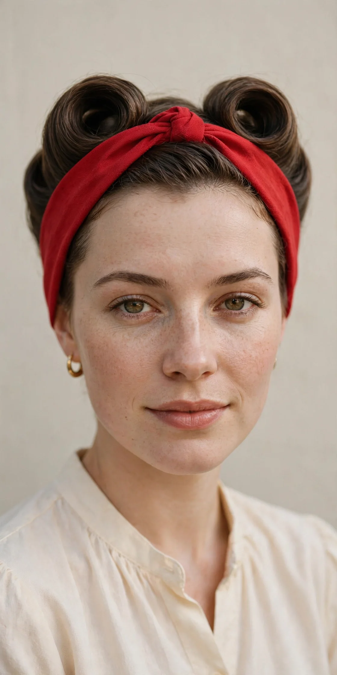 Retro Pin-Up Headband with Victory Rolls on Short Hair