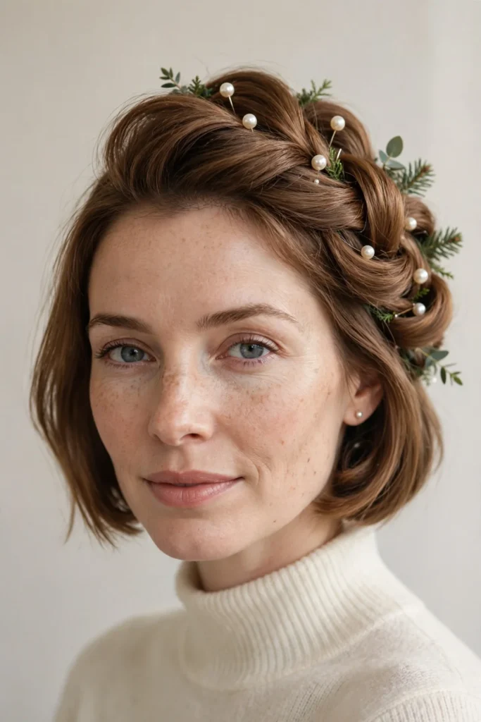 Twisted Faux-Chignon Holiday Updo for Short Hair