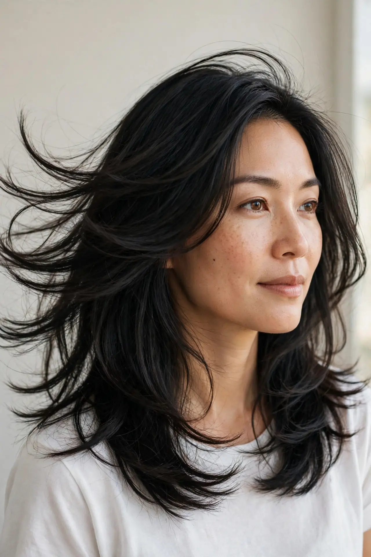 Weightless Layered Hairstyle for Thick Medium Hair
