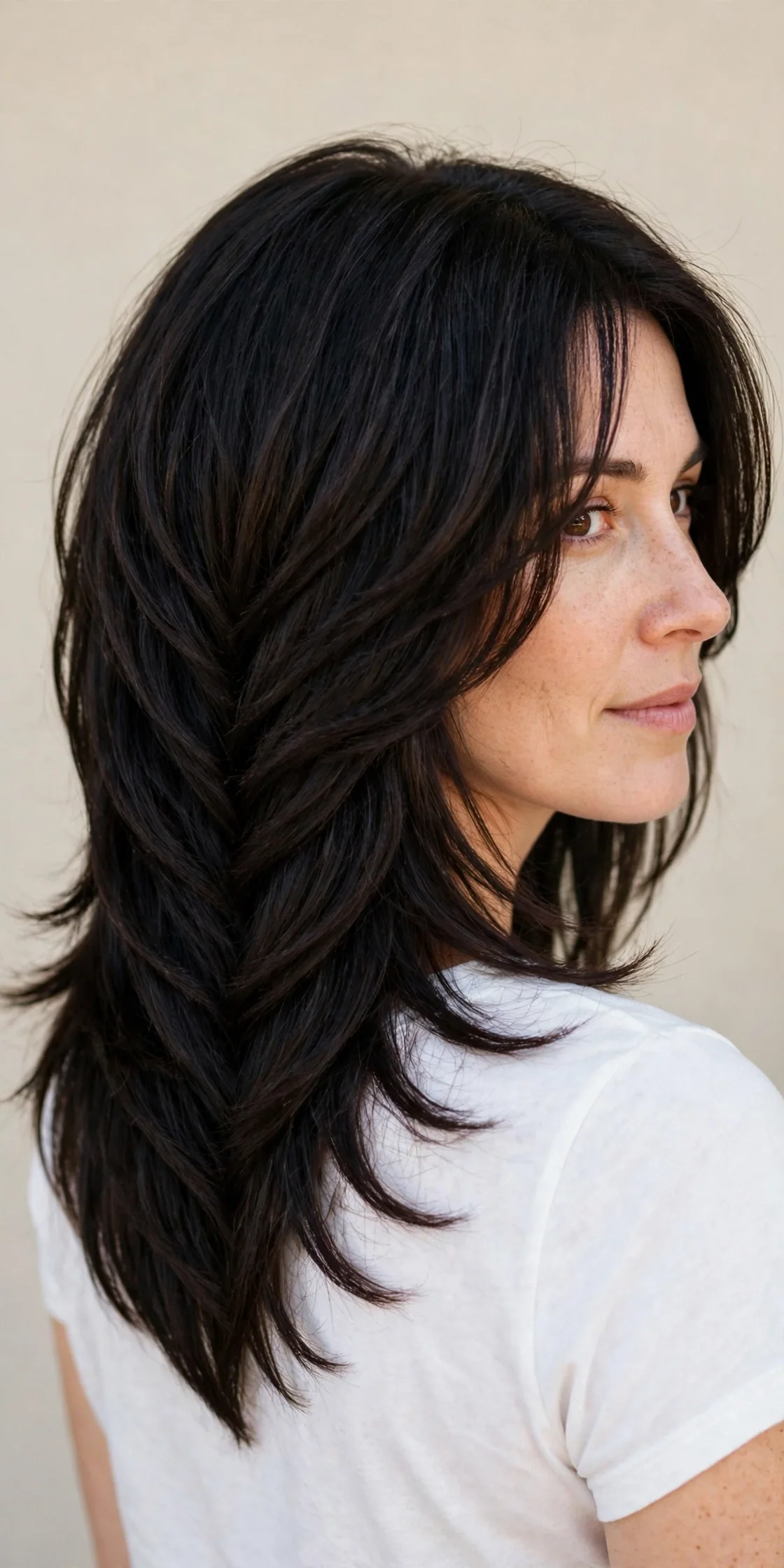 Face-Flattering V-Cut Layers