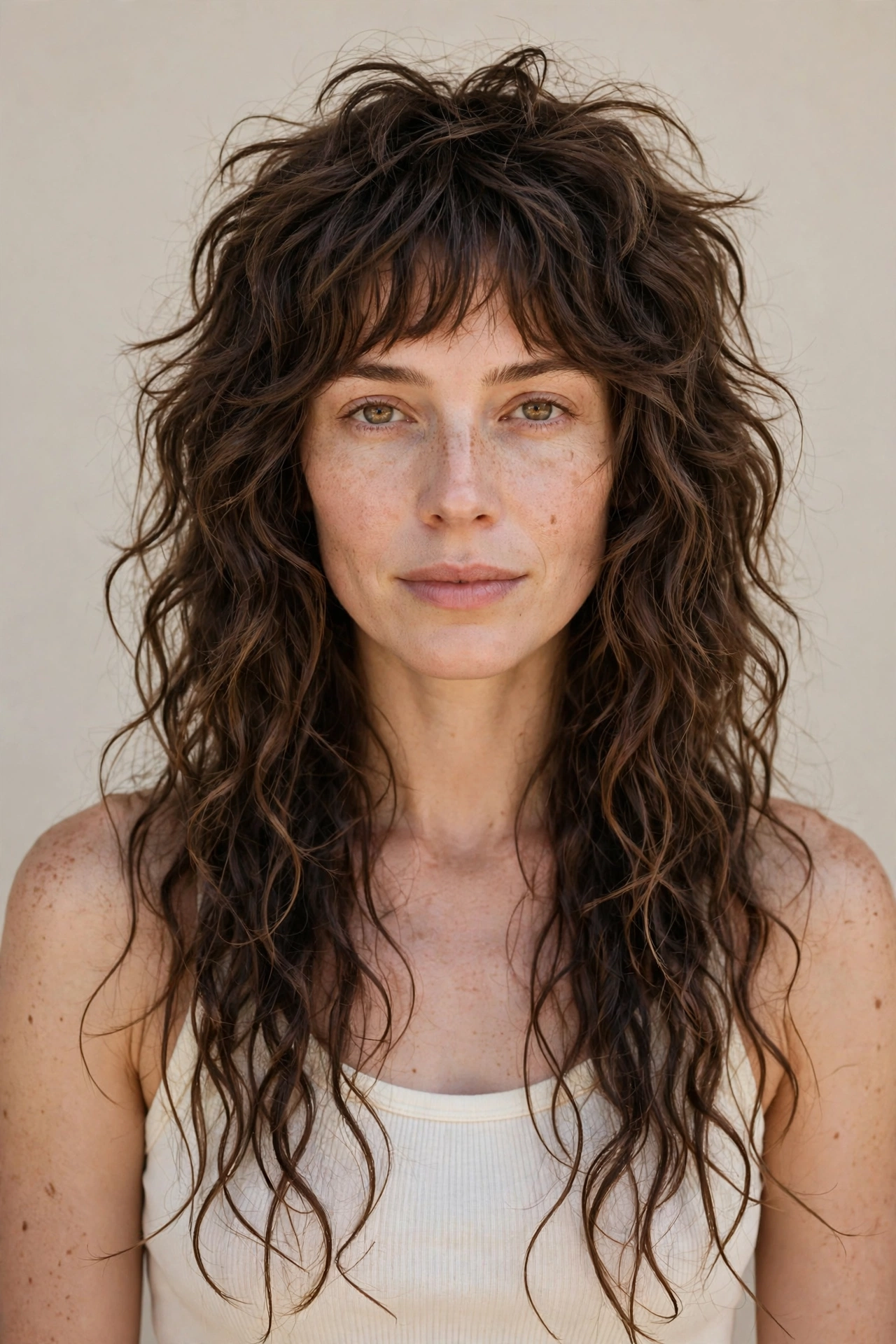 The Curly Shag with Choppy Crown Layers